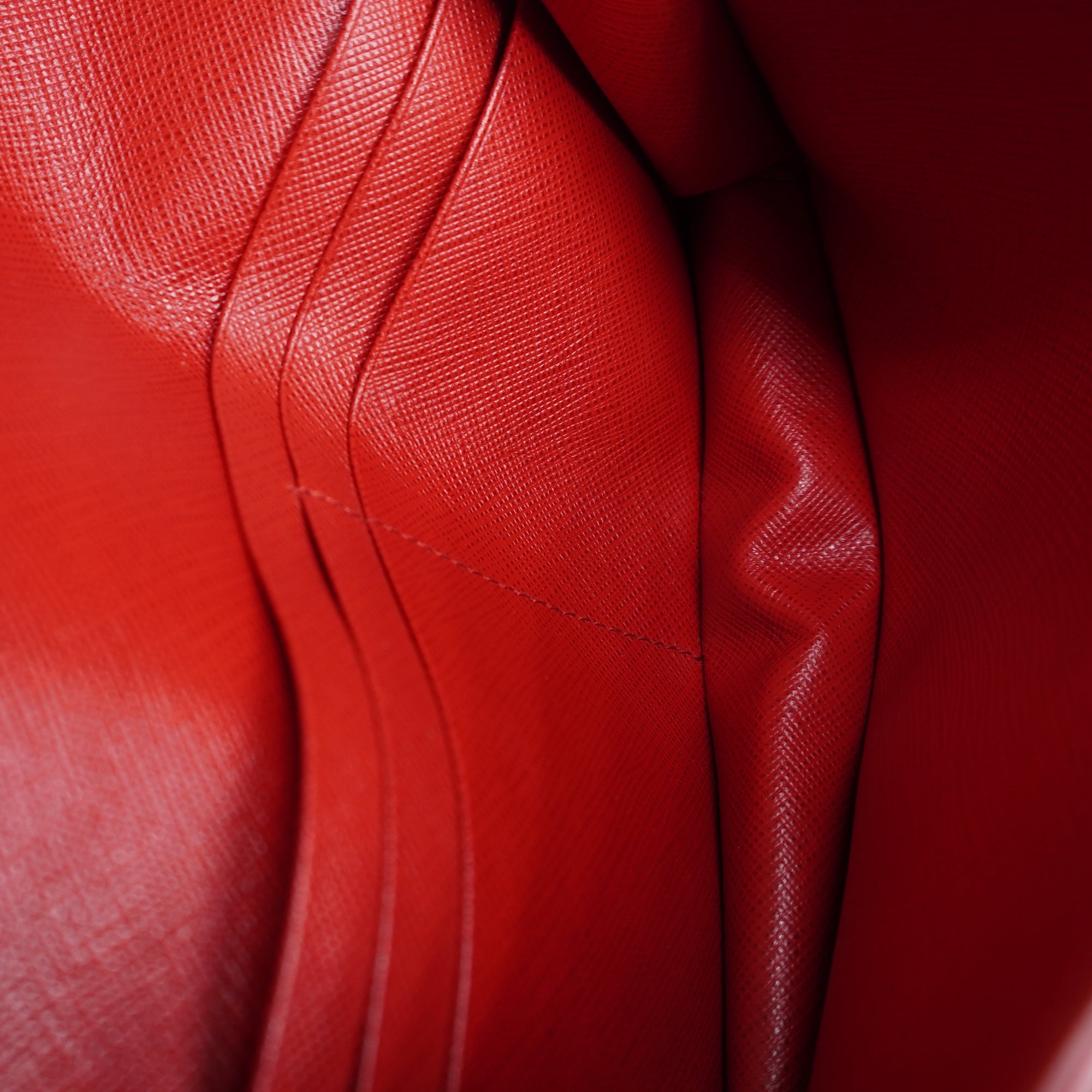 PRE-OWNED  Red Saffiano Leather Cahier Wallet on Chain