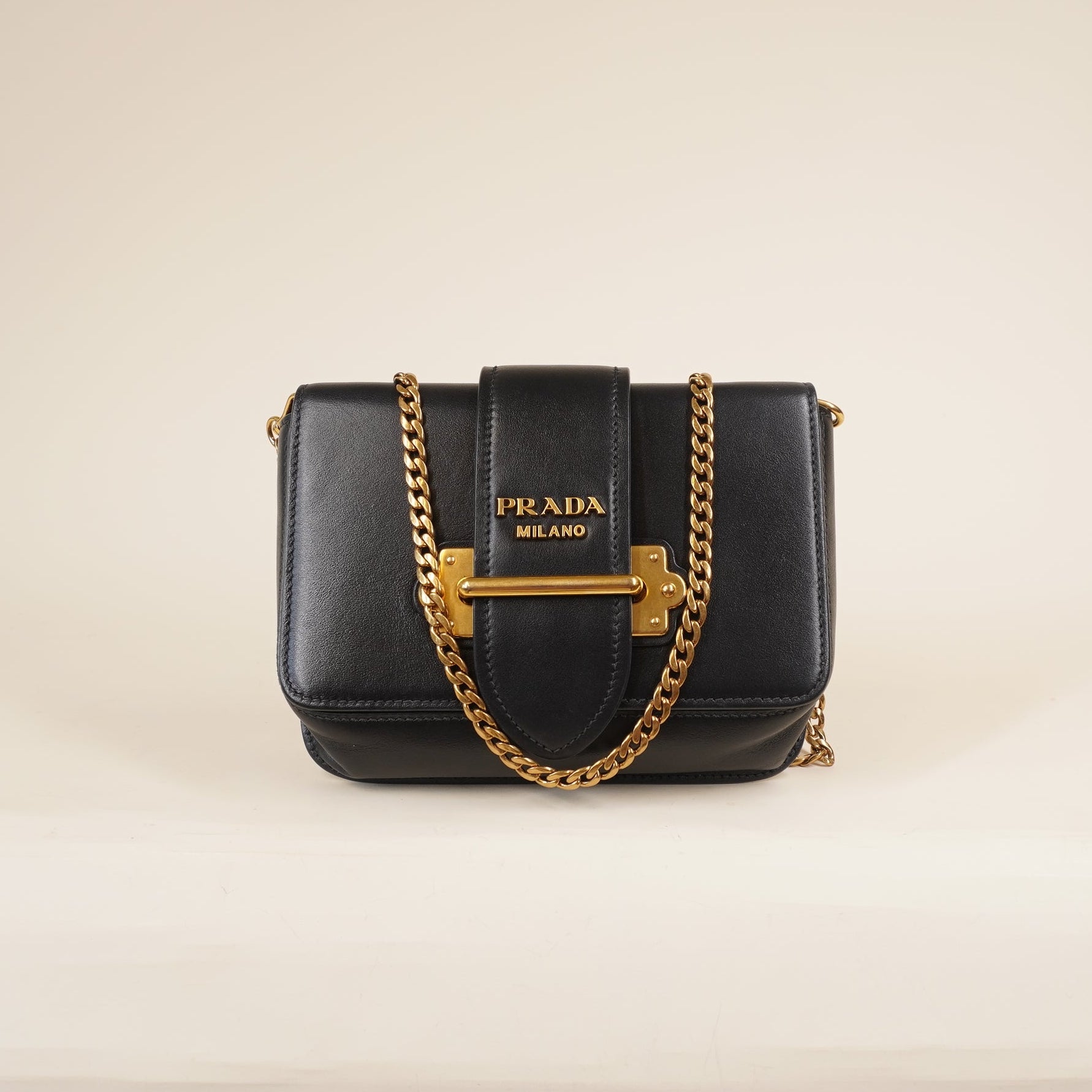 PRE-OWNED Black Saffiano City Calf Cahier Belt Bag