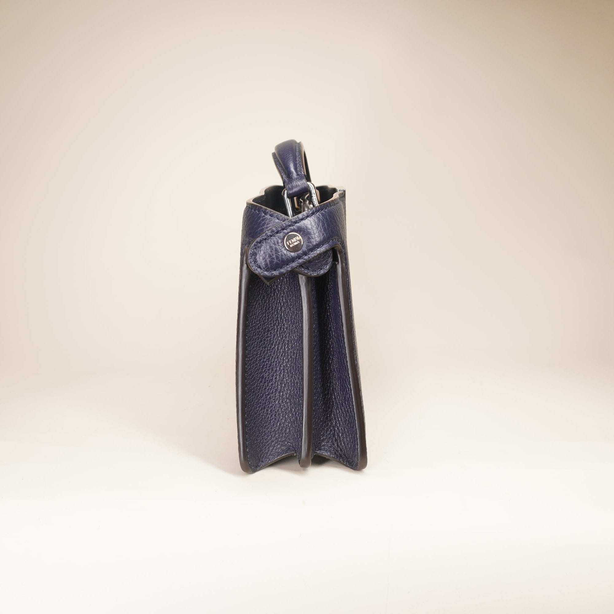 FF Navy Cuoio Romano Vitello Cover Peekaboo Mini Shoulder Bag
