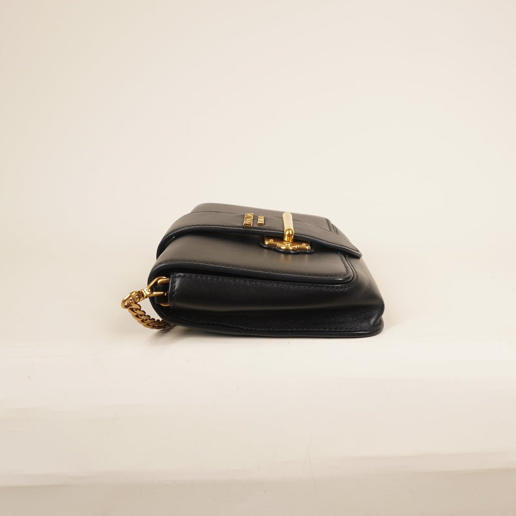 PRE-OWNED Black Saffiano City Calf Cahier Belt Bag