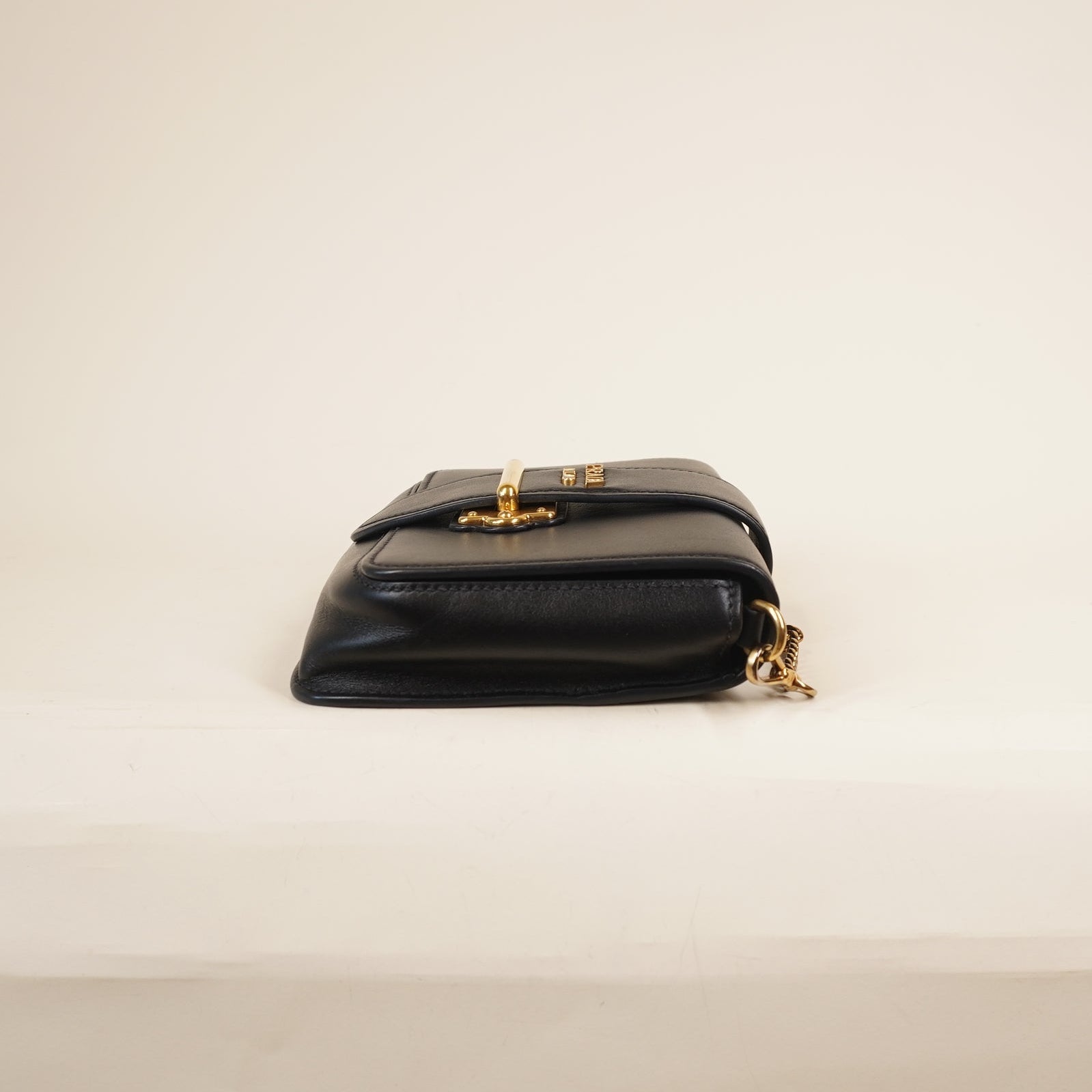 PRE-OWNED Black Saffiano City Calf Cahier Belt Bag