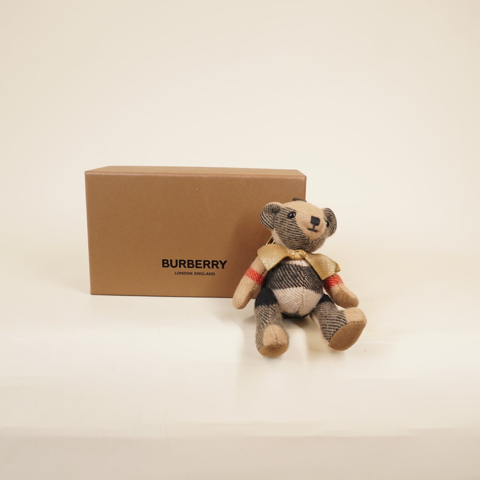 PRE-OWNED Bag Charm Beige Black Multi Cashmere Hardware