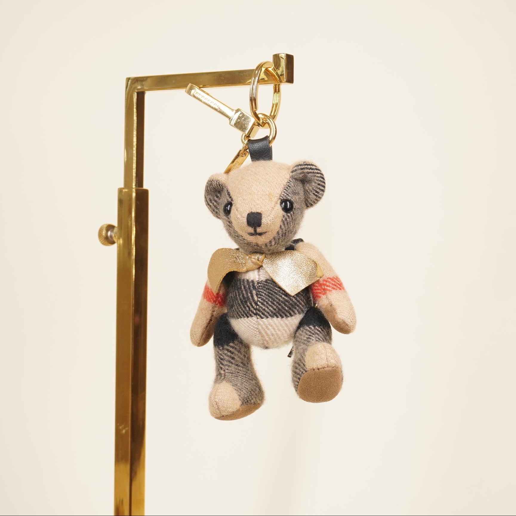 PRE-OWNED Bag Charm Beige Black Multi Cashmere Hardware