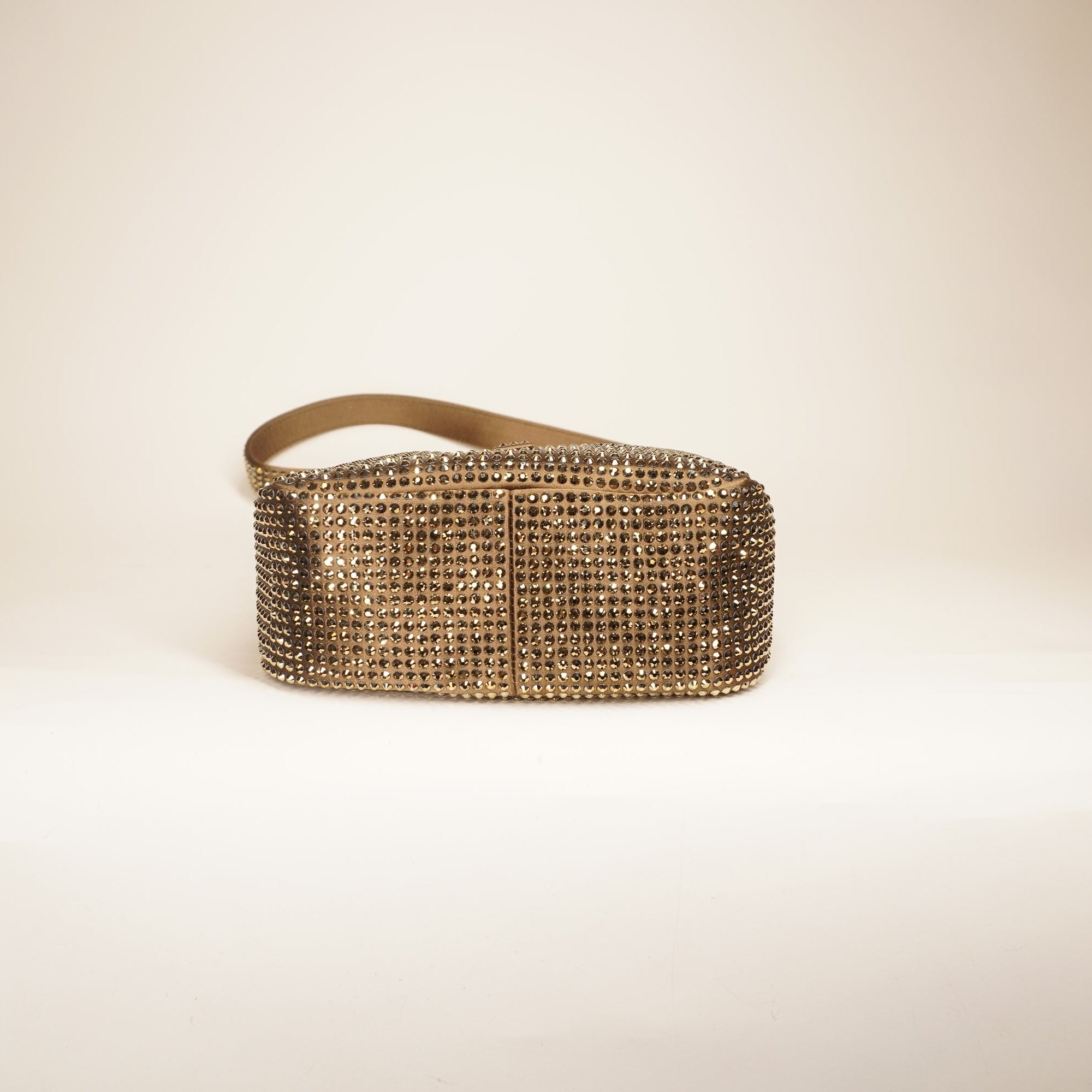 PRE-OWNED  YSL  Le 5 à 7  Rhinestone-Embellished Beige Shoulder Bag