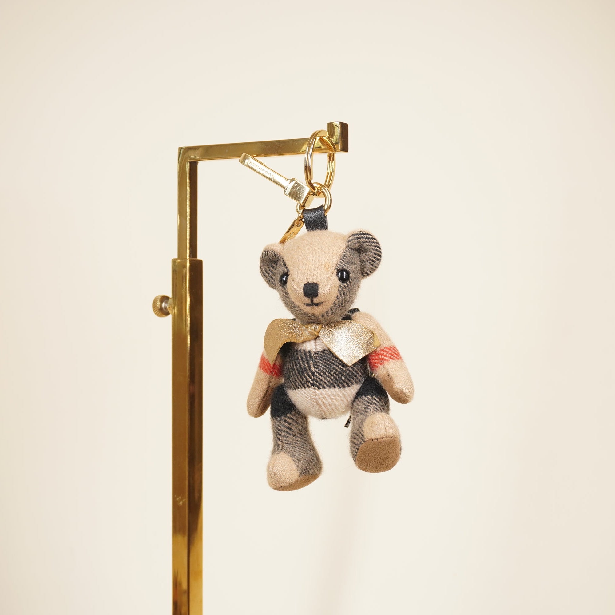 PRE-OWNED Bag Charm Beige Black Multi Cashmere Hardware