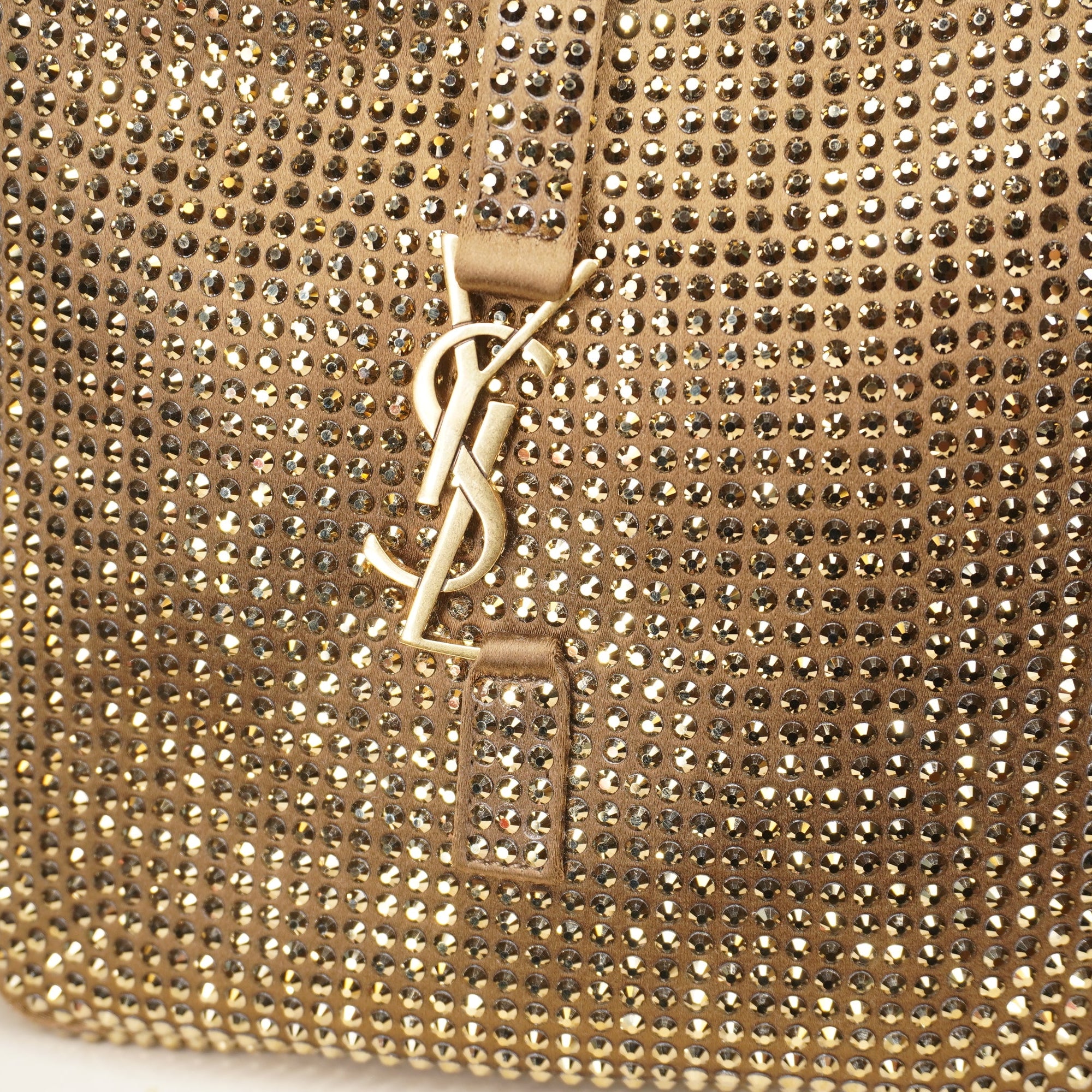 PRE-OWNED  YSL  Le 5 à 7  Rhinestone-Embellished Beige Shoulder Bag