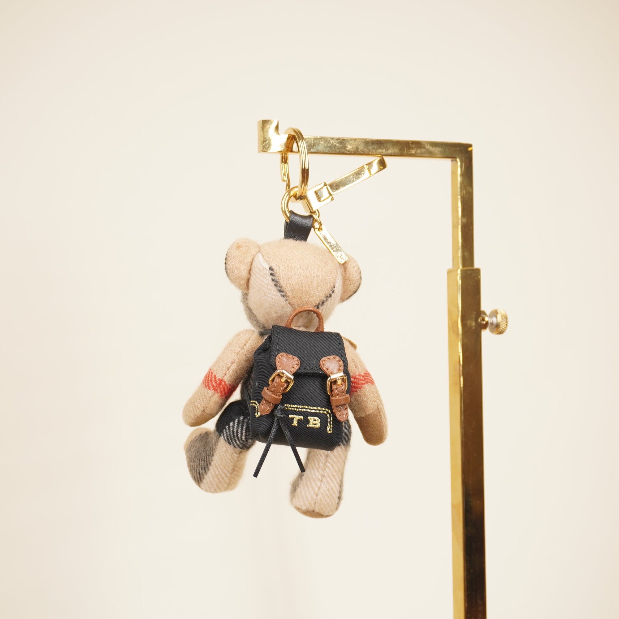 PRE-OWNED Bag Charm Beige Black Multi Cashmere Hardware