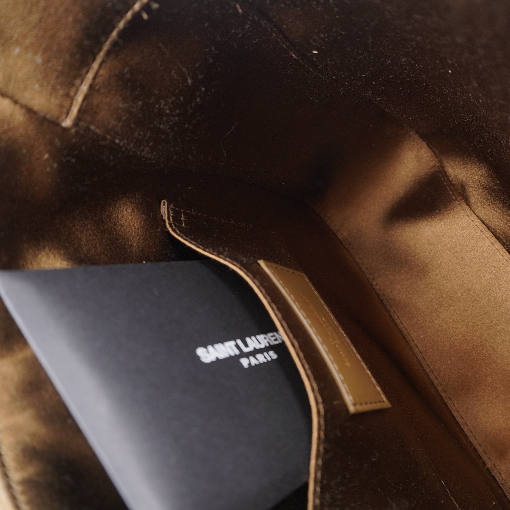 PRE-OWNED  YSL  Le 5 à 7  Rhinestone-Embellished Beige Shoulder Bag