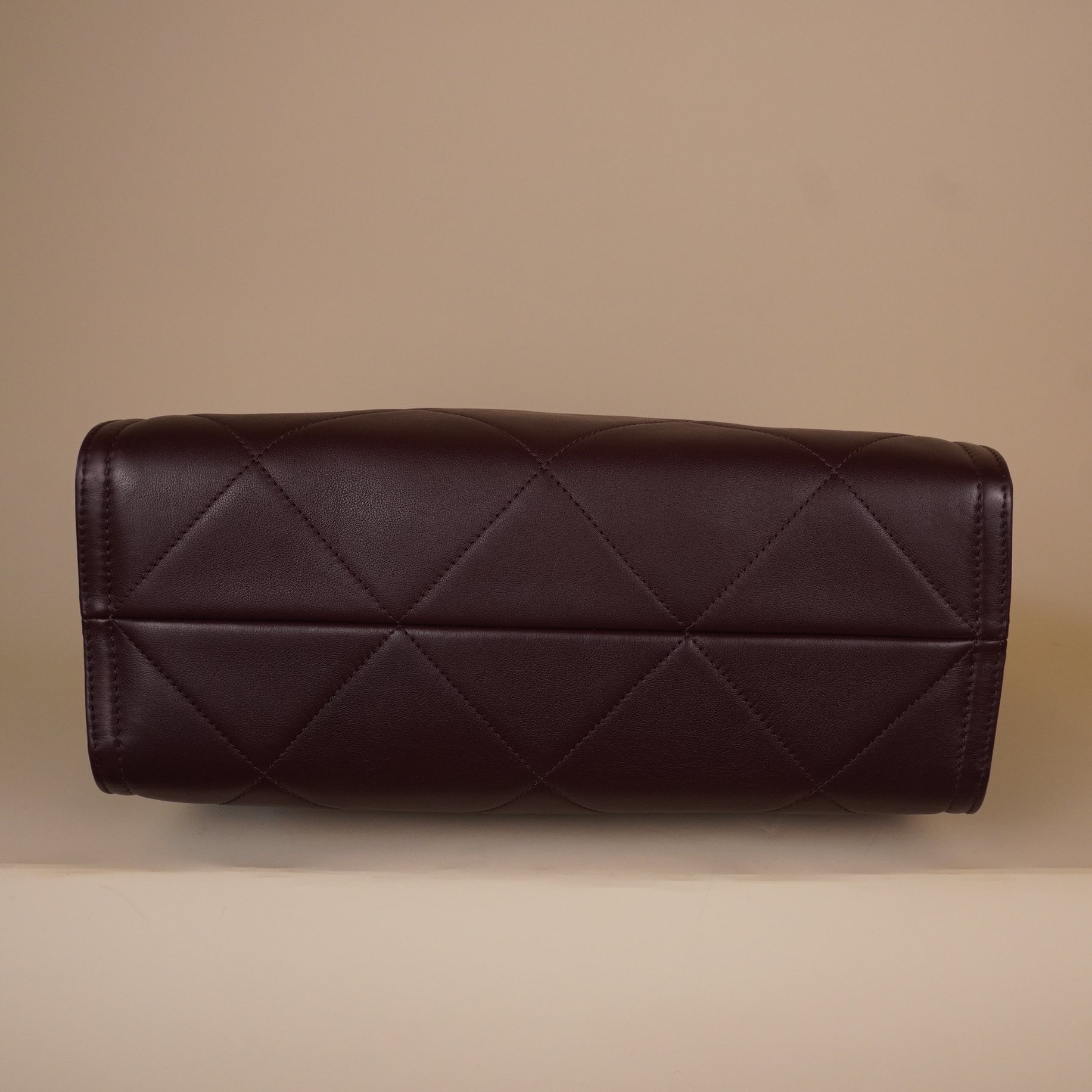 PRE-OWNED CC Burgundy Quilted Matelasse Mini Shopper Tote