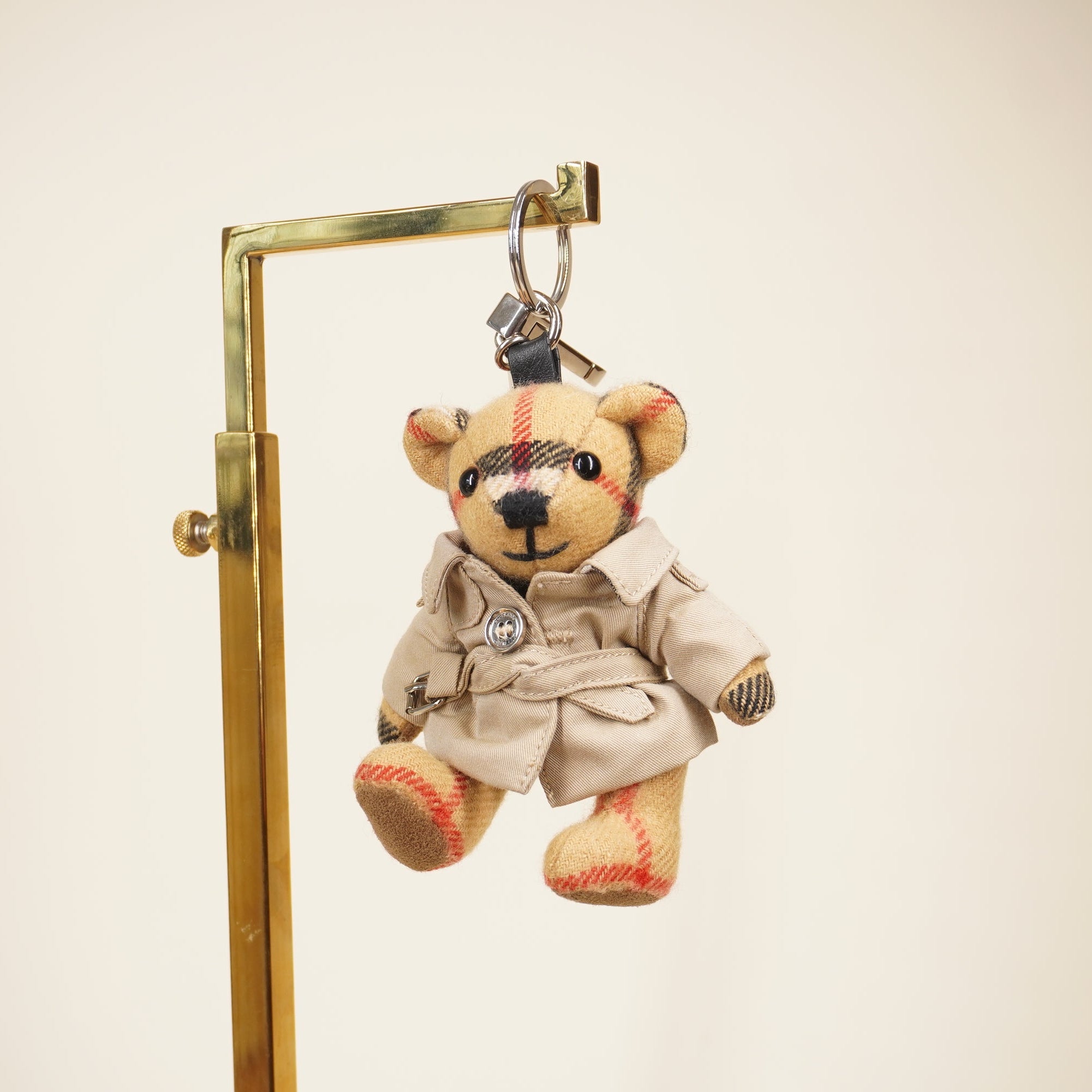PRE-OWNED Thomas Check Trench Teddy Bear Keychain Charm