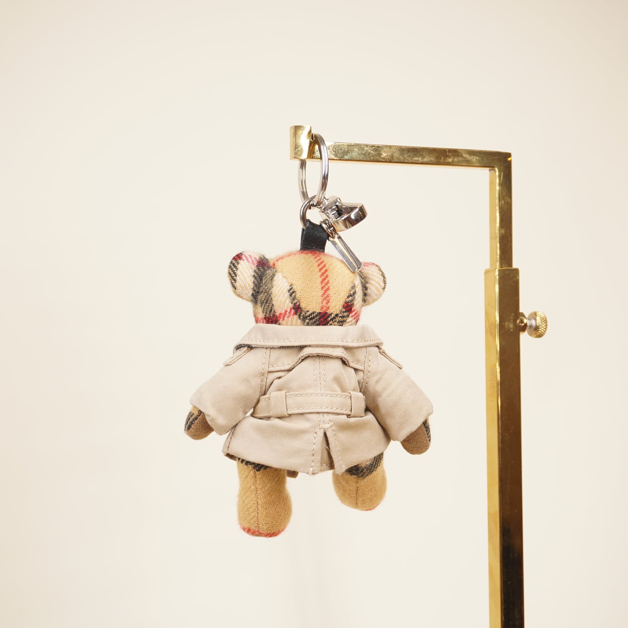 PRE-OWNED Thomas Check Trench Teddy Bear Keychain Charm