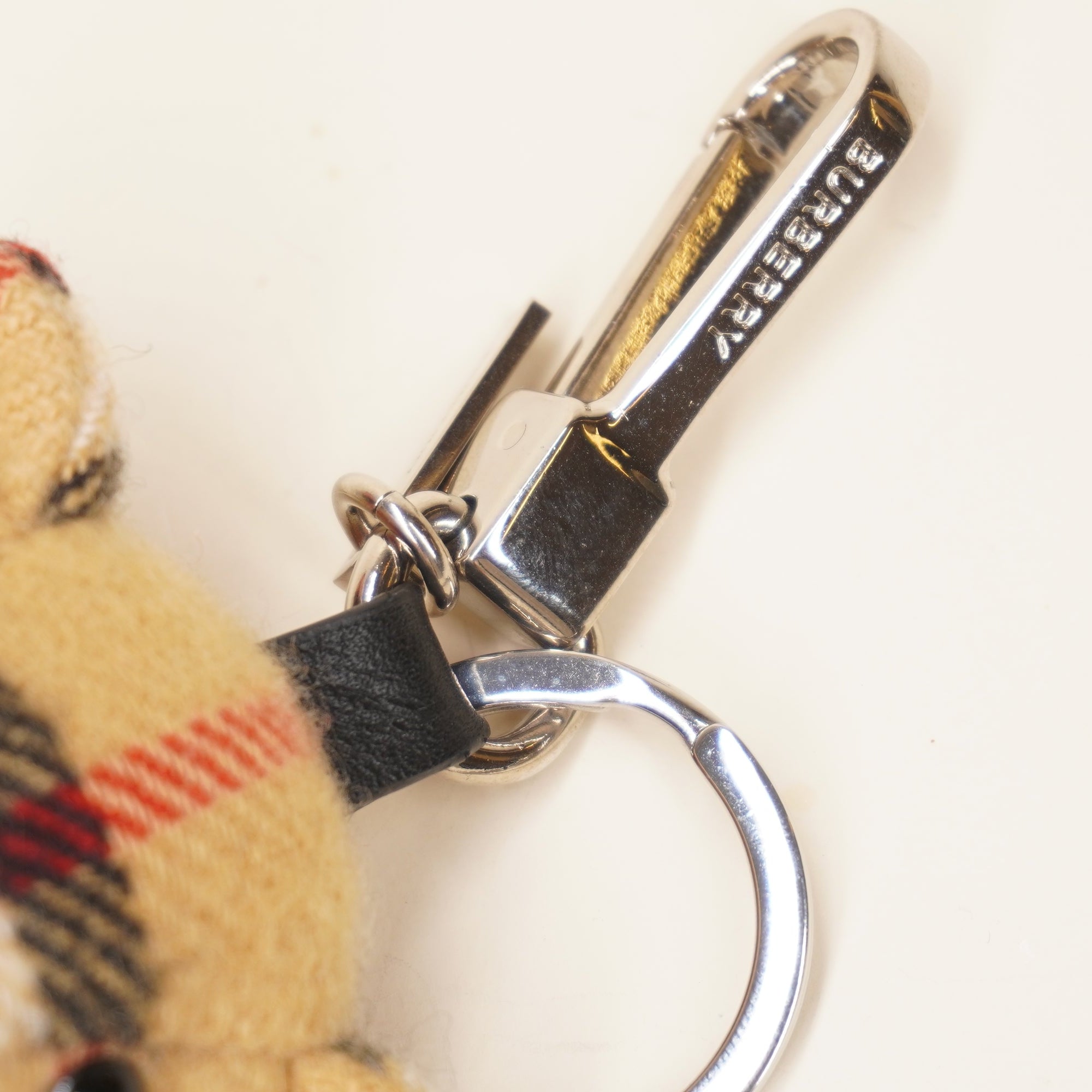 PRE-OWNED Thomas Check Trench Teddy Bear Keychain Charm