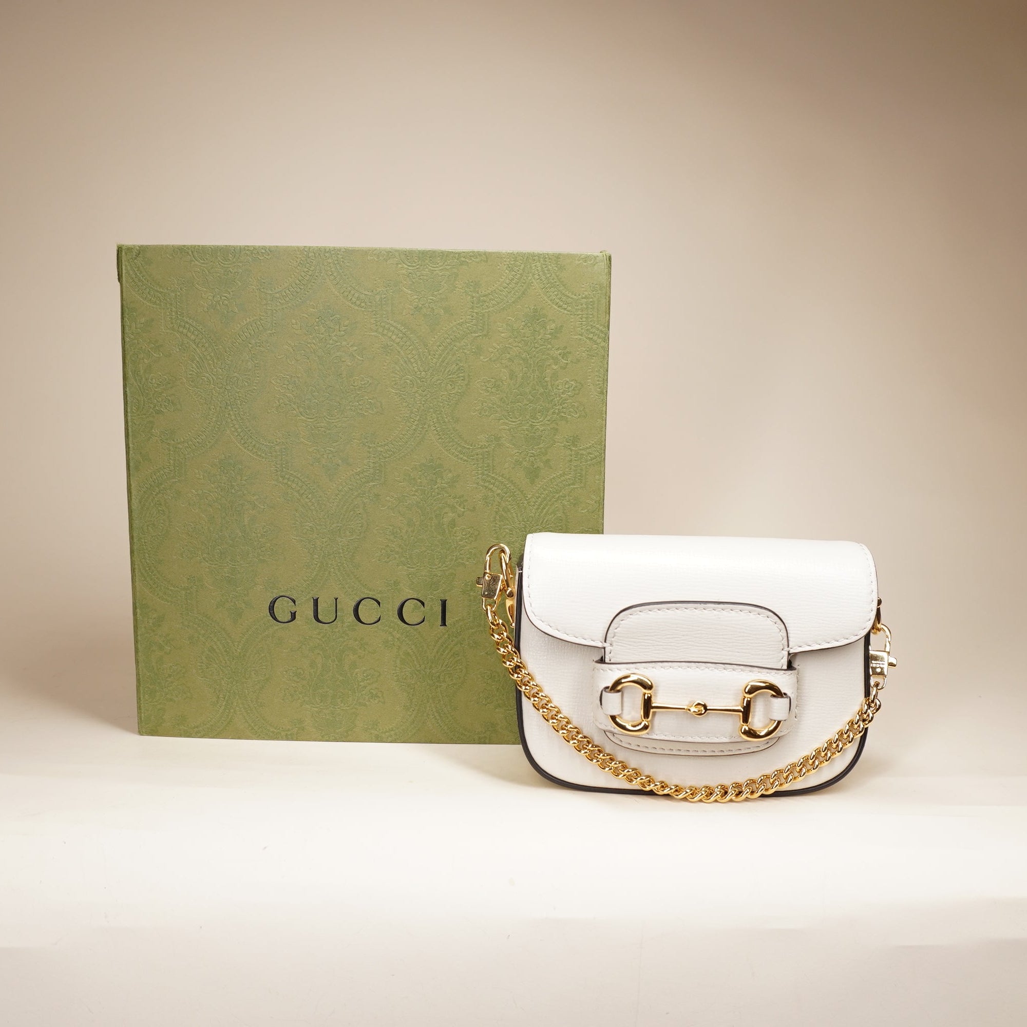 PRE-OWNED Horsebit 1955 Mini Wthite Shoulder Bag