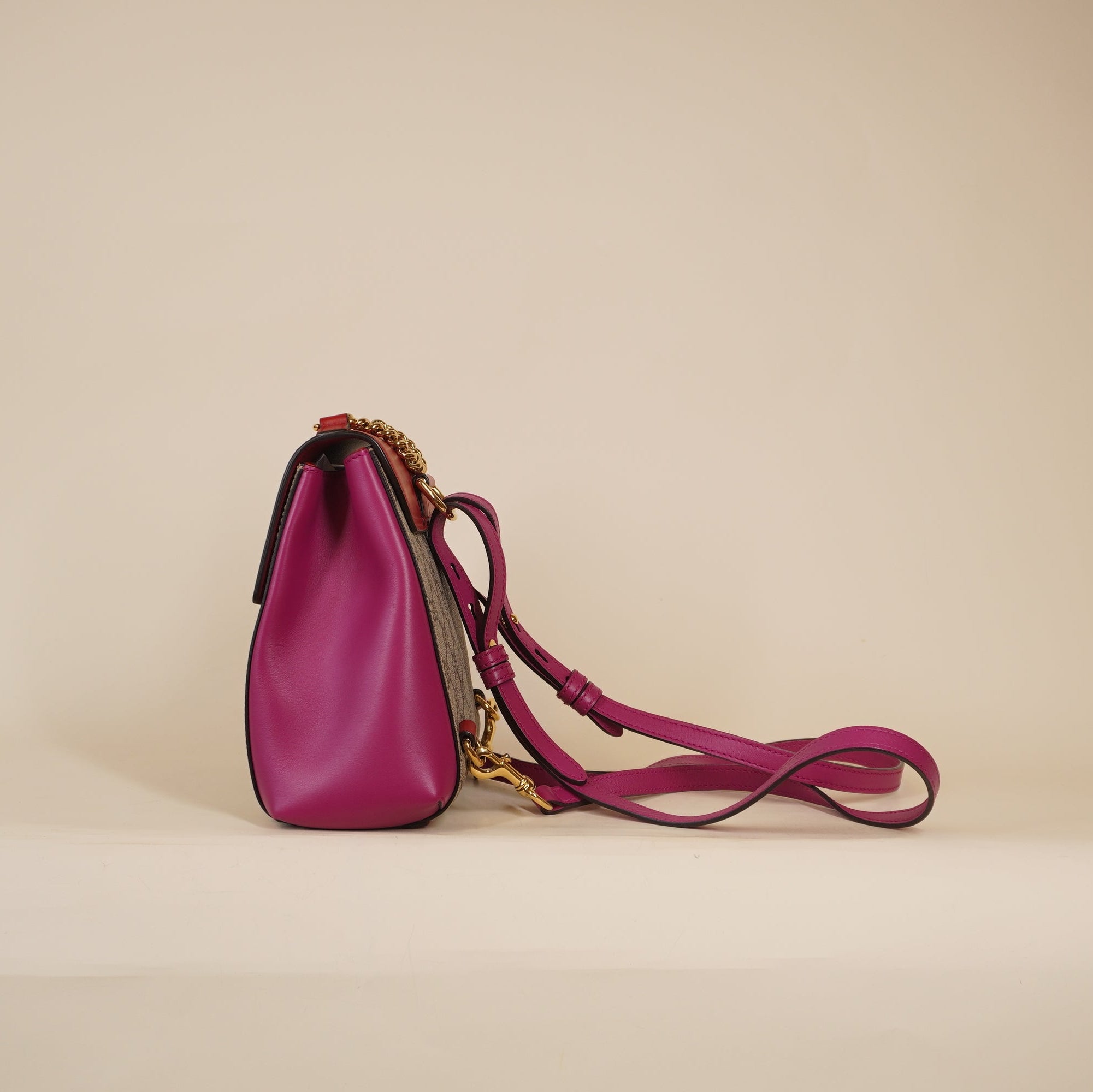PRE-OWNED GG Supreme Monogram Calfskin Padlock Backpack