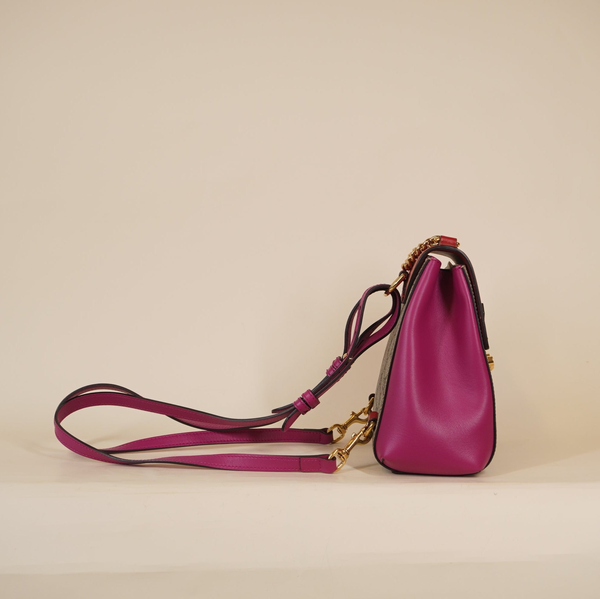PRE-OWNED GG Supreme Monogram Calfskin Padlock Backpack