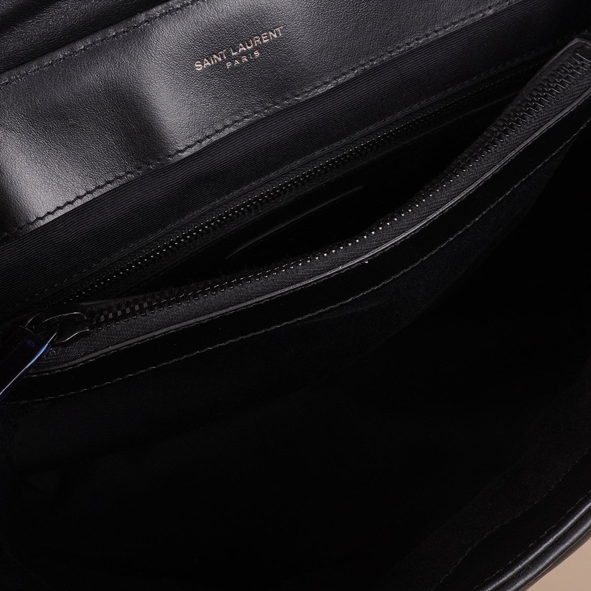 PRE-OWNED Black Calfskin Y Quilted Monogram Medium Loulou Chain Satchel