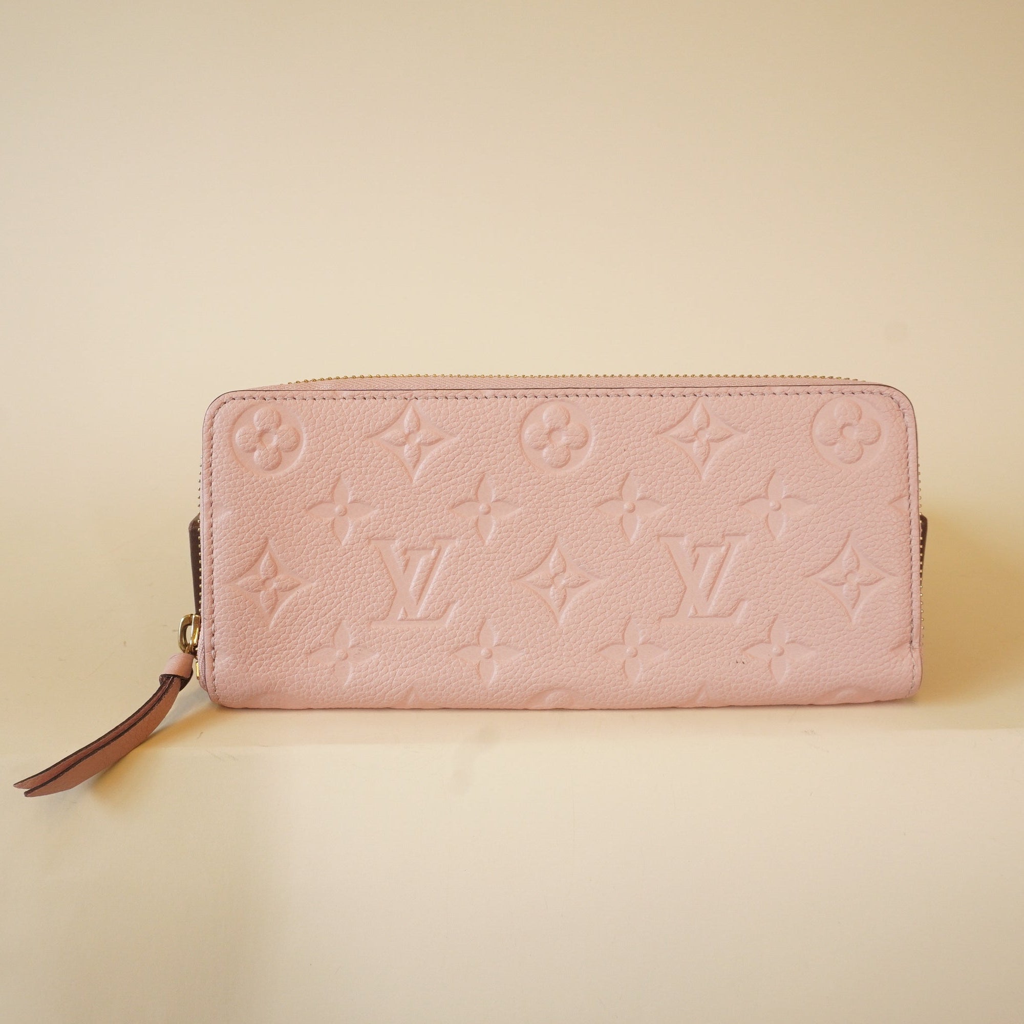 PRE-OWNED LV Pink Monogram Empreinte Clemence Long Wallet