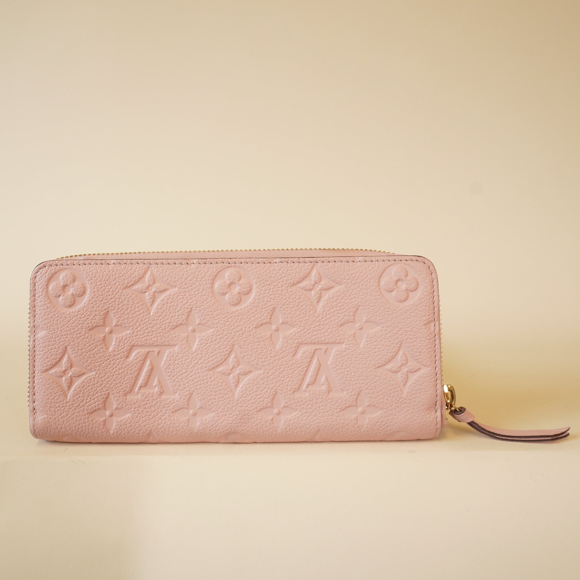 PRE-OWNED LV Pink Monogram Empreinte Clemence Long Wallet