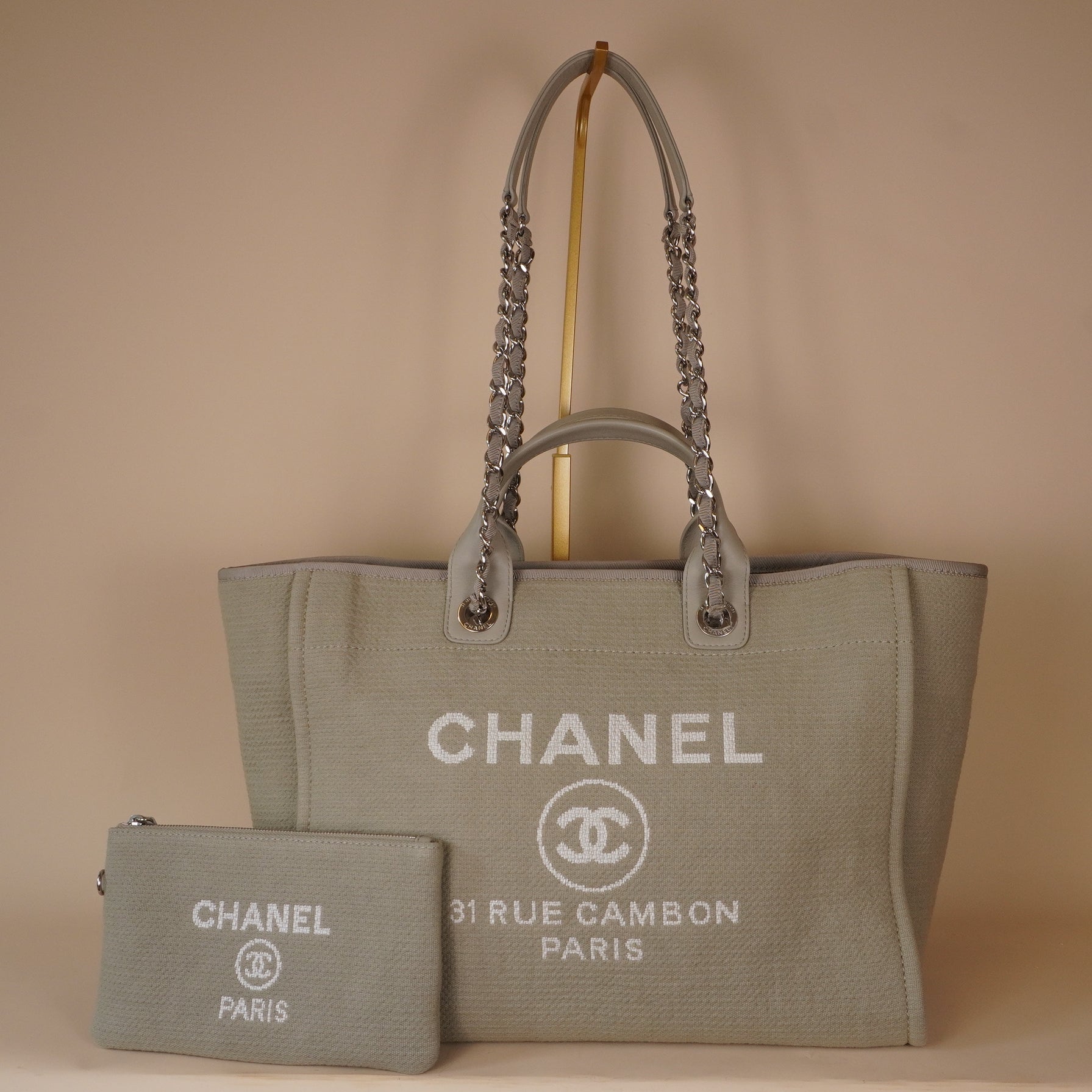 PRE-OWNED CC Medium Deauville Shopping Tote w/ Pouch