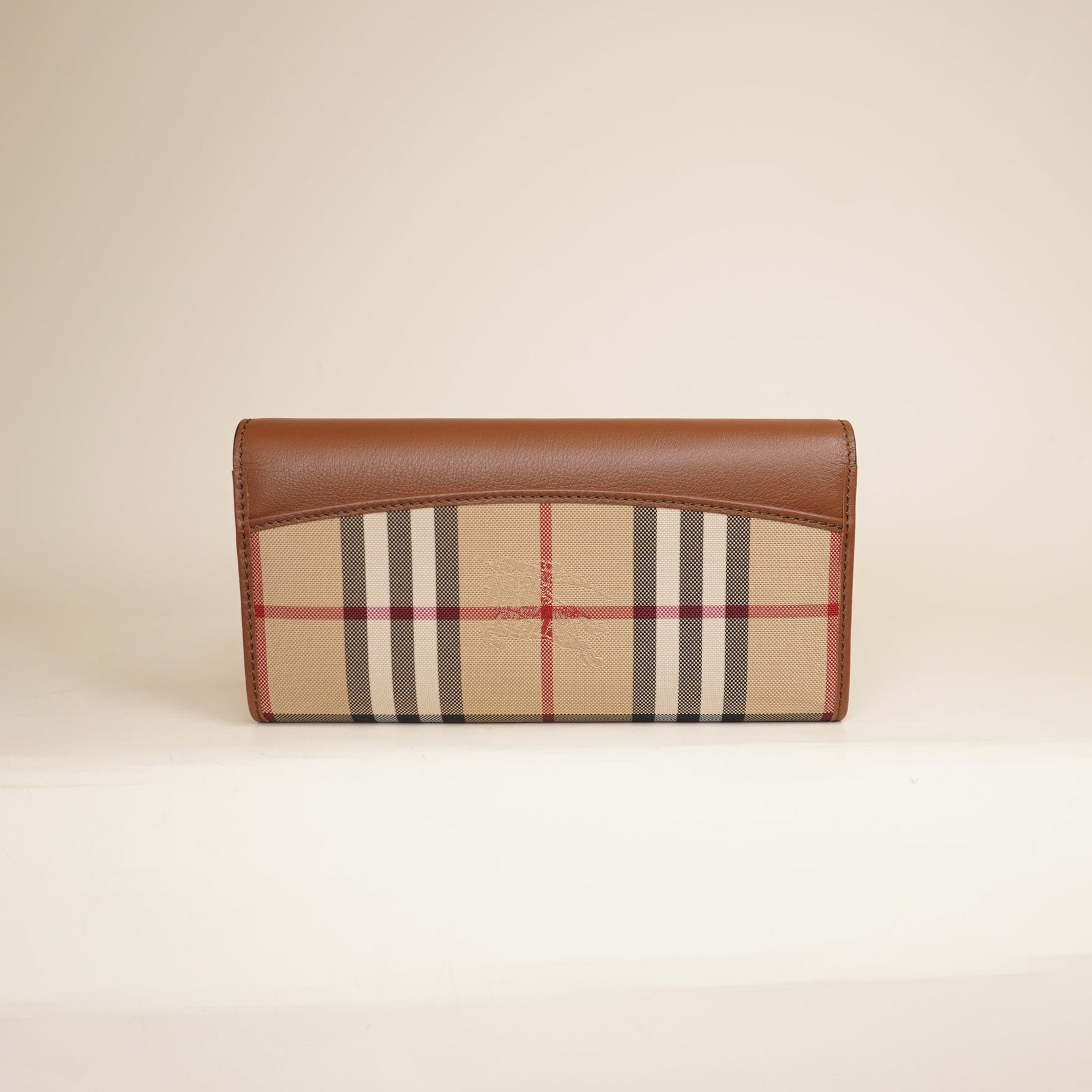 PRE-OWNED Calfskin Horseferry Check Porter Continental Wallet