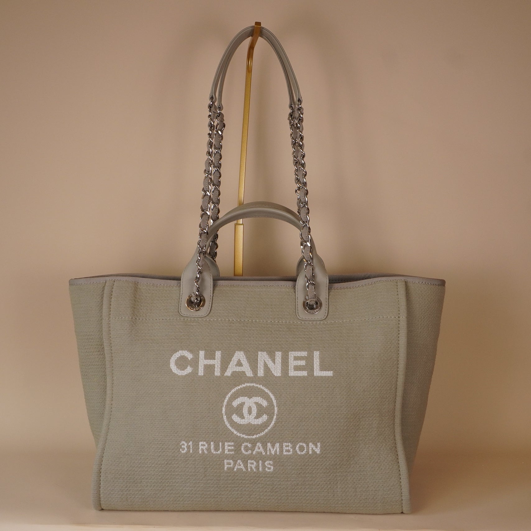 PRE-OWNED CC Medium Deauville Shopping Tote w/ Pouch
