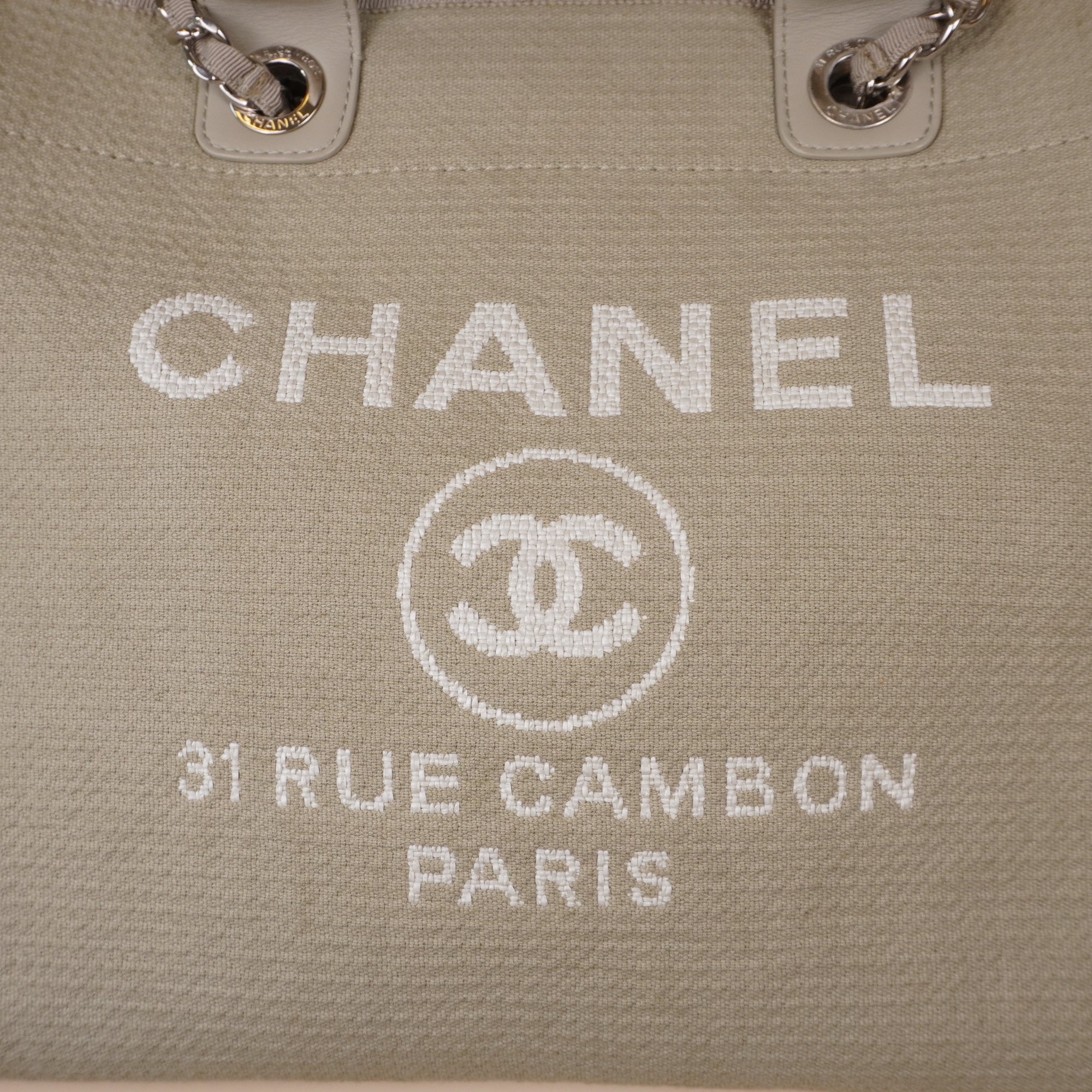 PRE-OWNED CC Medium Deauville Shopping Tote w/ Pouch