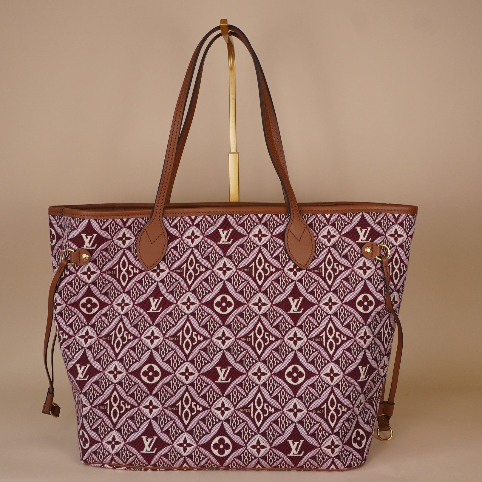 PRE-OWNED LV Jacquard Since 1854 Neverfull MM Bordeaux