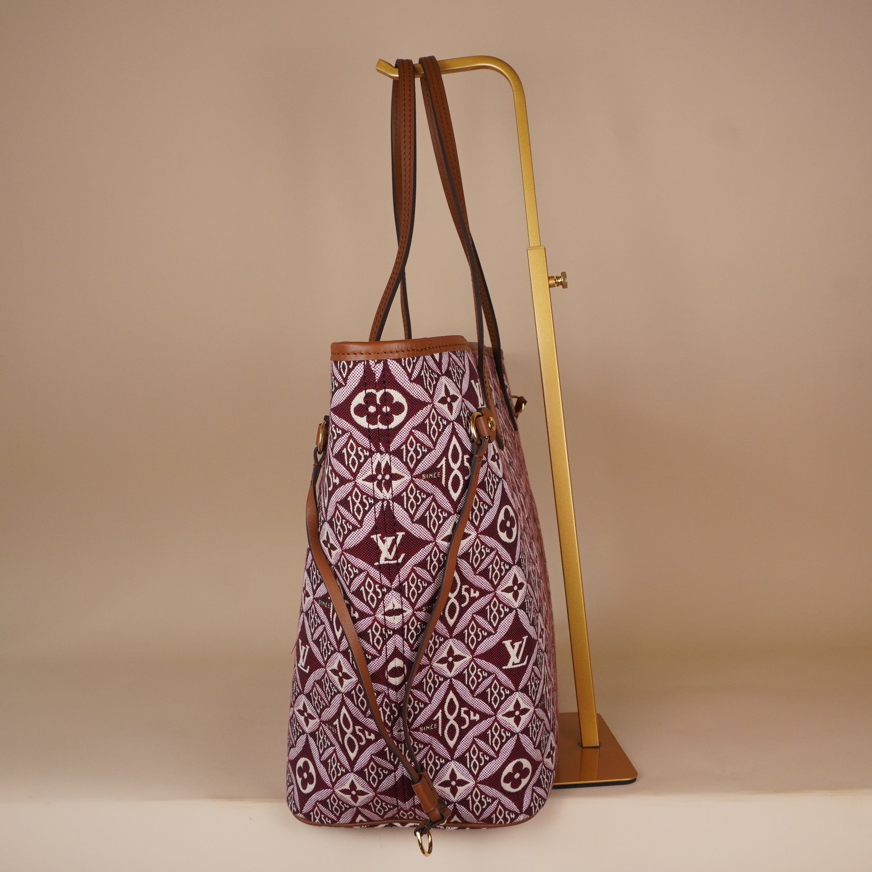 PRE-OWNED LV Jacquard Since 1854 Neverfull MM Bordeaux