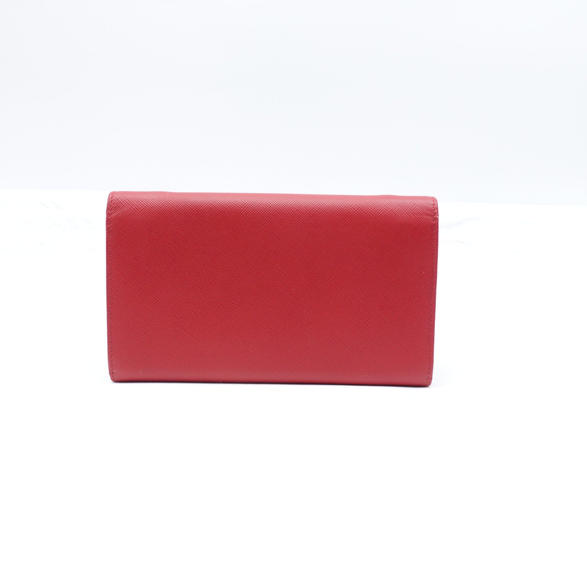 PRE-OWNED Red Saffiano Leather Fuoco Wallet on a Chain Crossbody Bag