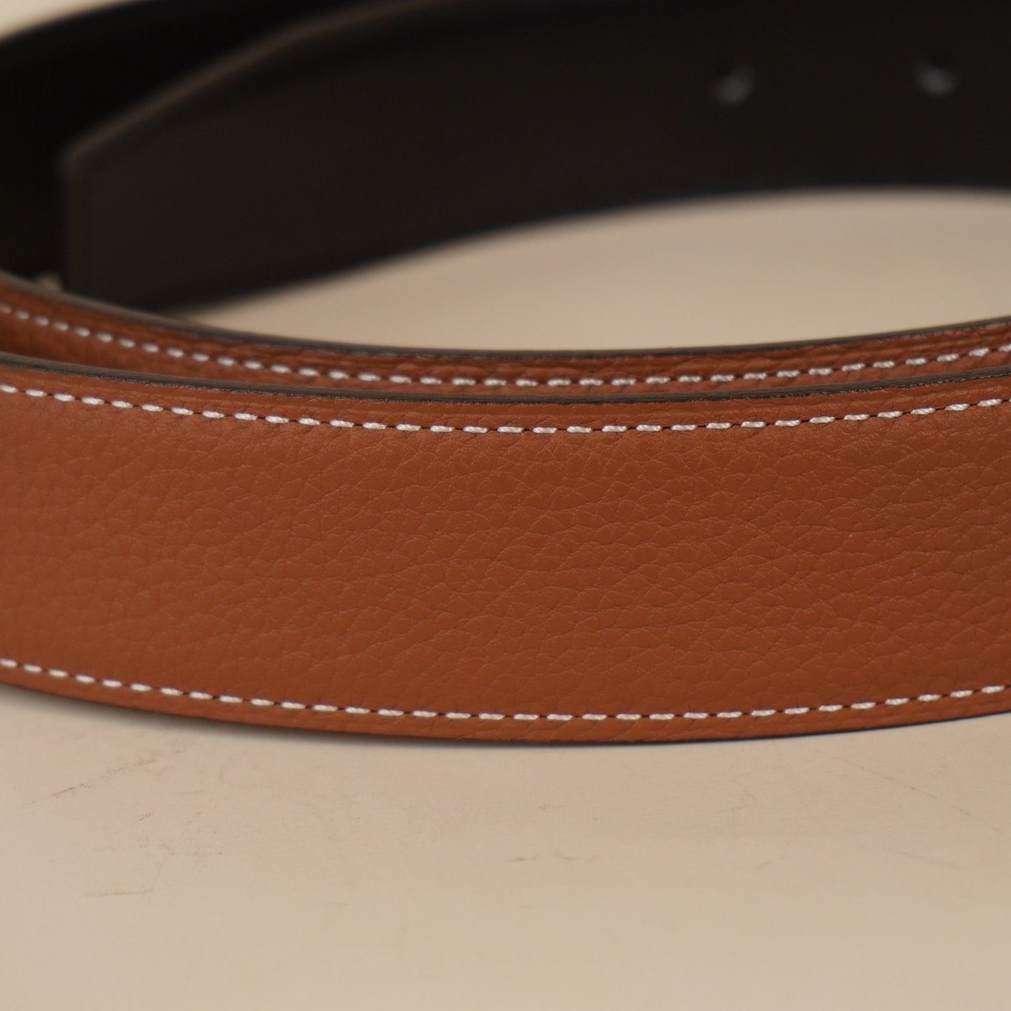 PRE-OWNED Epsom Swift Mini Constance Guilloche H Belt Black Brown Reversible