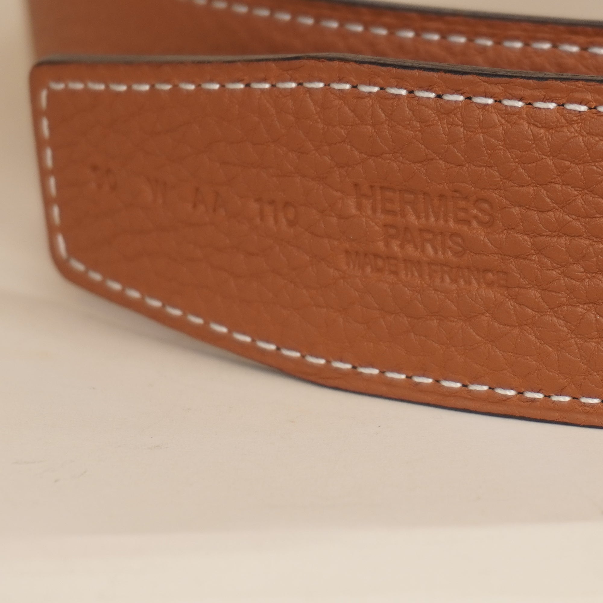 PRE-OWNED Epsom Swift Mini Constance Guilloche H Belt Black Brown Reversible