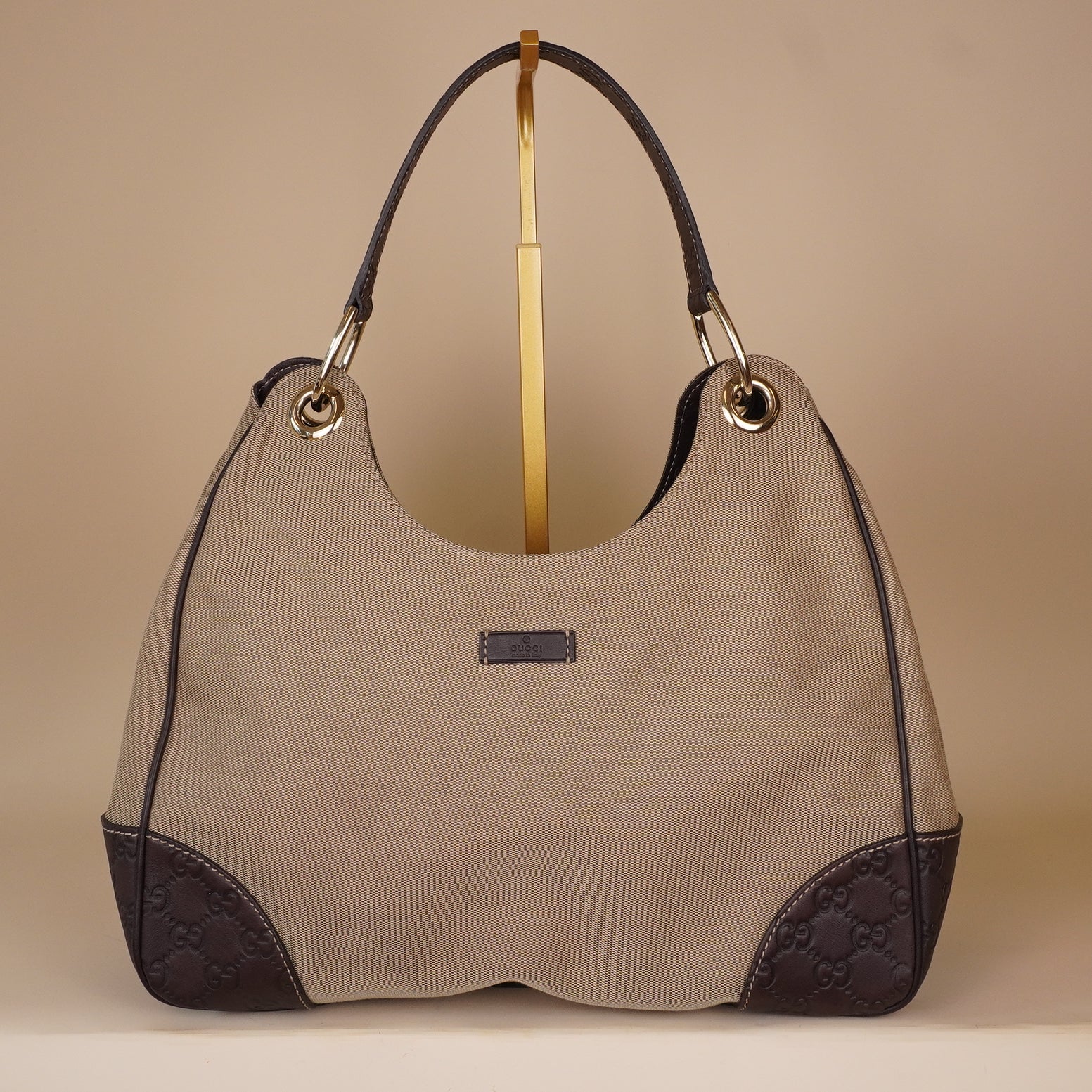 PRE-OWNED GG Dark Brown Leather Borsa Colbert Shoulder Bag