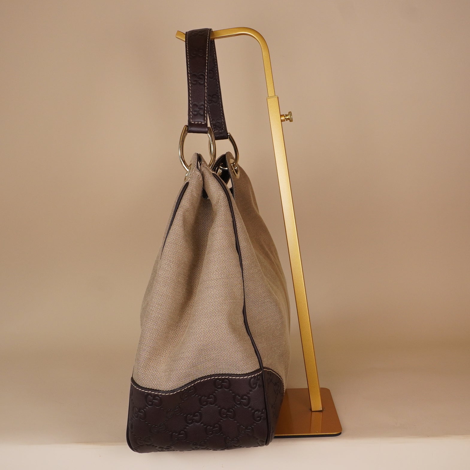 PRE-OWNED GG Dark Brown Leather Borsa Colbert Shoulder Bag