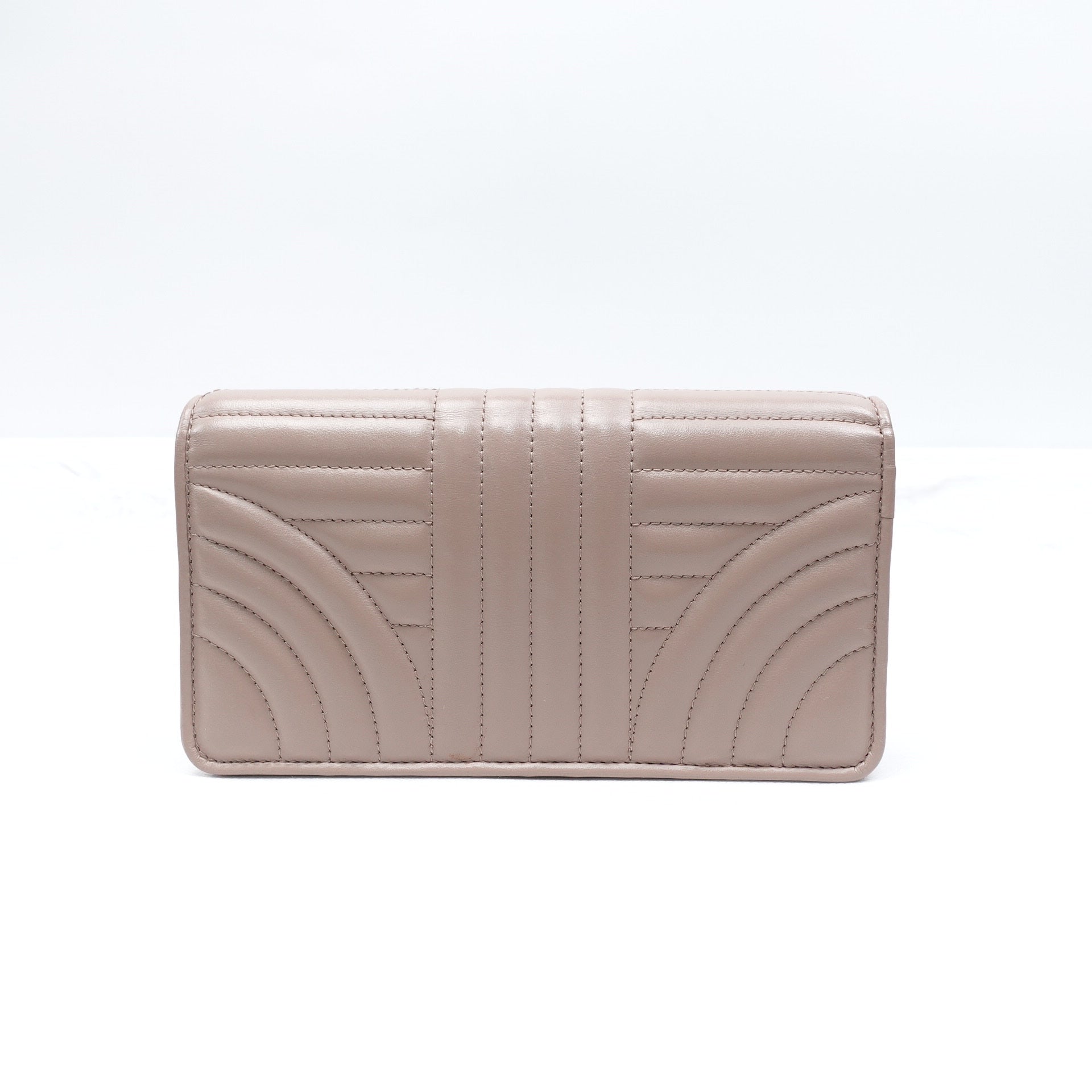 PRADA - Light Pink Wallet on Chain Diagramme Quilted Leather Crossbody Bag