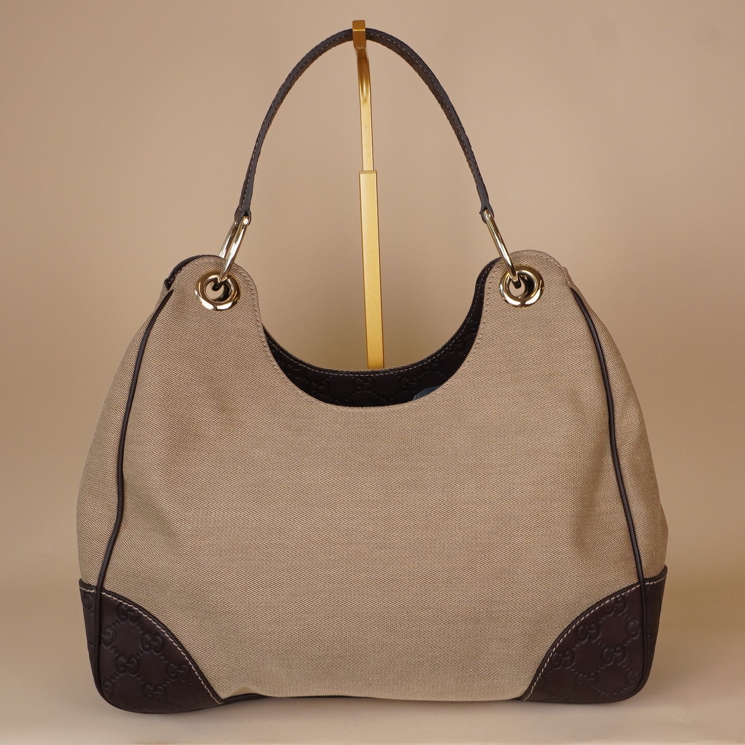 PRE-OWNED GG Dark Brown Leather Borsa Colbert Shoulder Bag