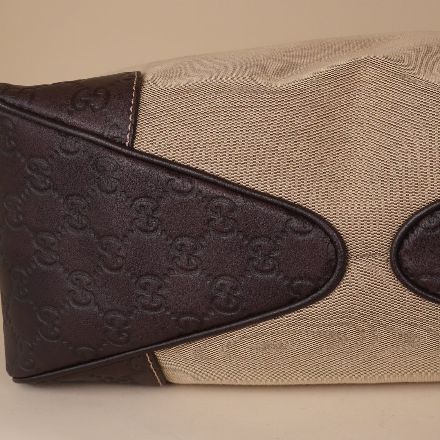 PRE-OWNED GG Dark Brown Leather Borsa Colbert Shoulder Bag