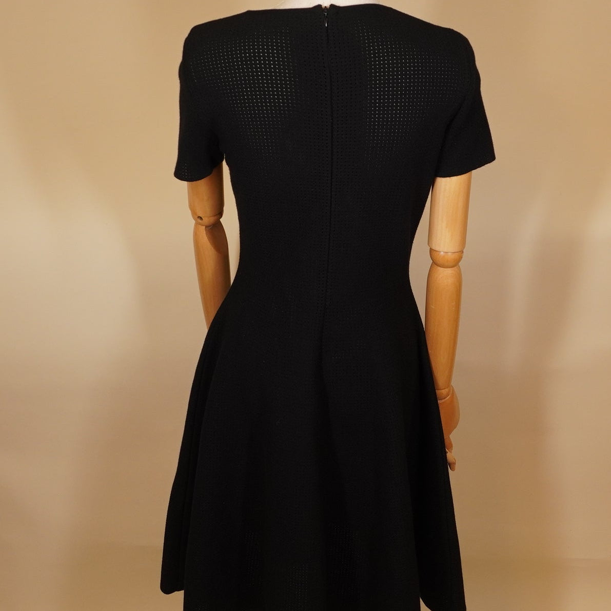 PRE-OWNED Floral Cross Stitch Pointelle Dress Black XS