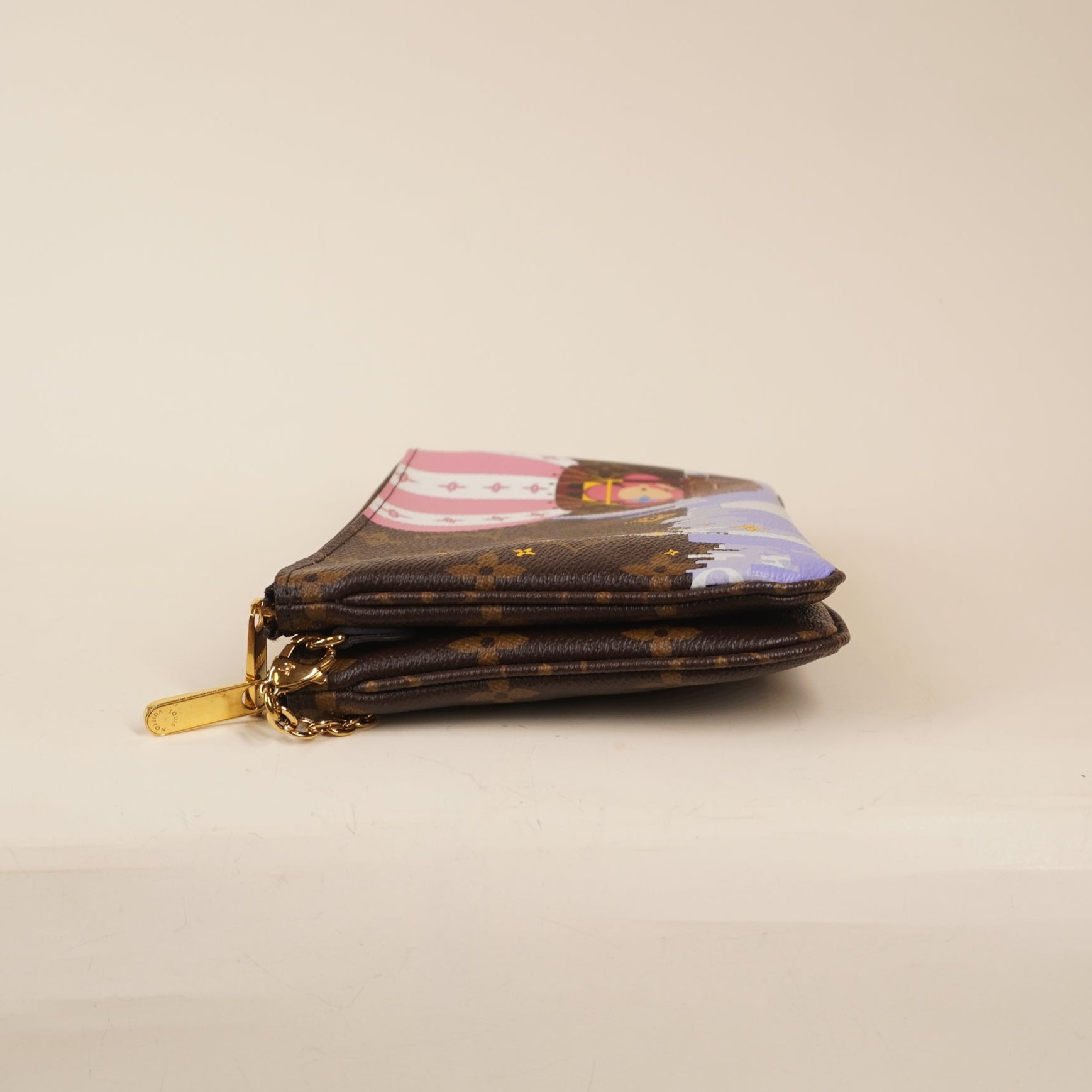 PRE-OWNED LV Monogram Double Zip Pochette Illustre Vivienne Shanghai 2019