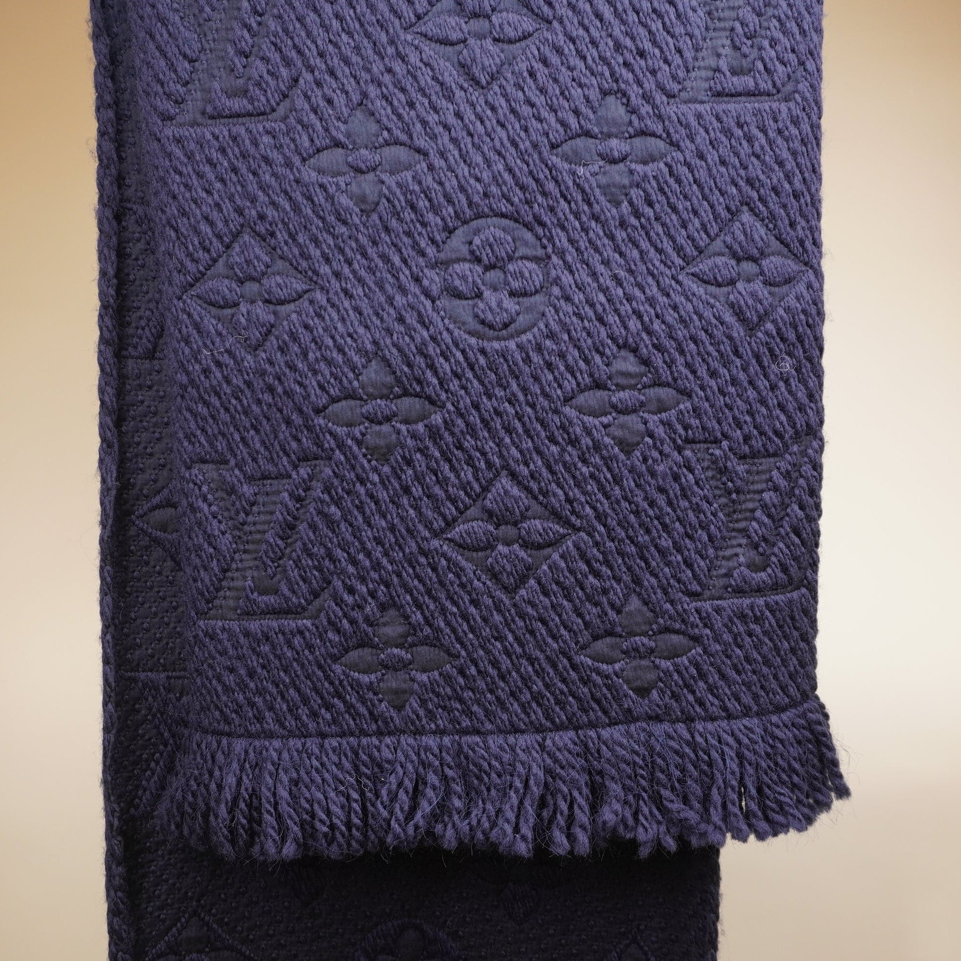 PRE-OWNED LV Navy Logomania Scarf