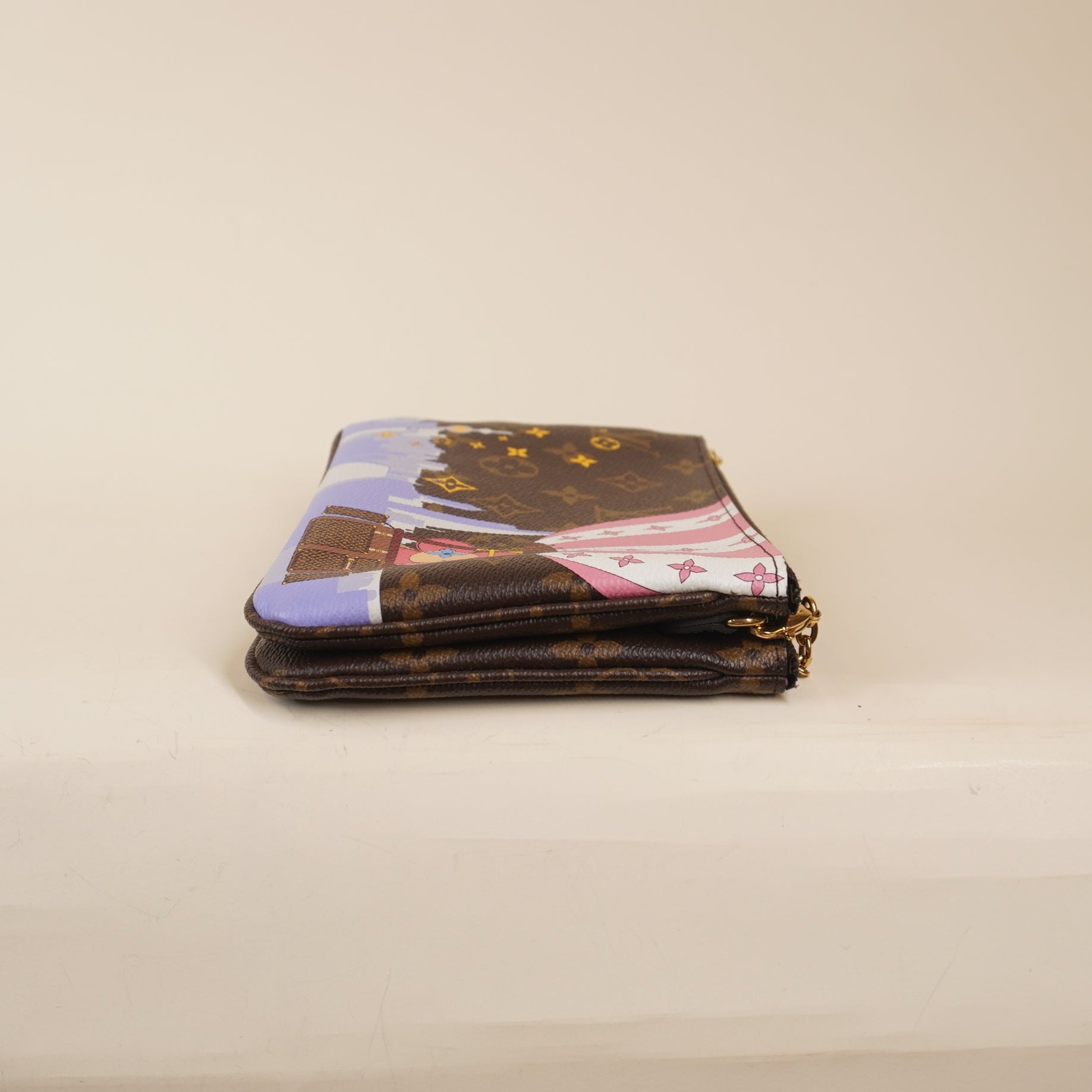 PRE-OWNED LV Monogram Double Zip Pochette Illustre Vivienne Shanghai 2019