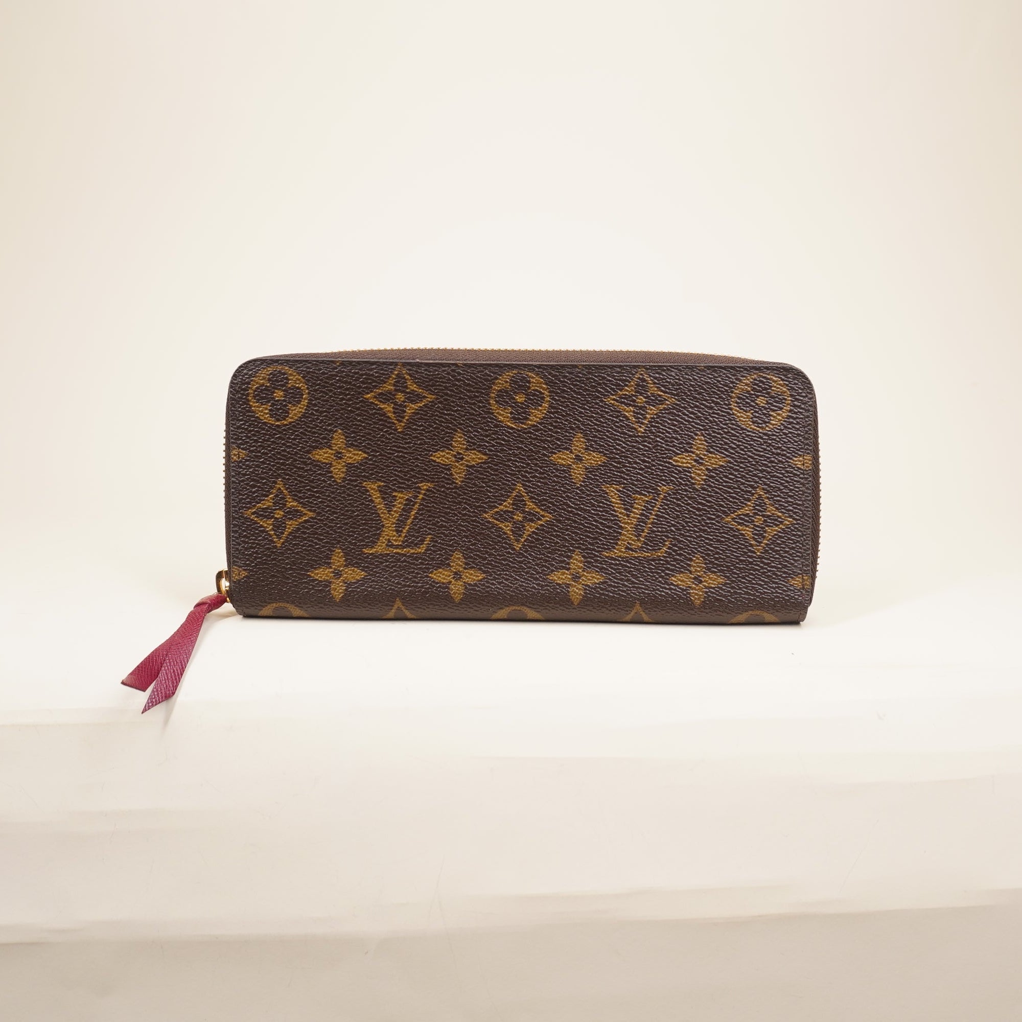 PRE-OWNED LV Monogram Clemence Canvas Wallet Fuchsia