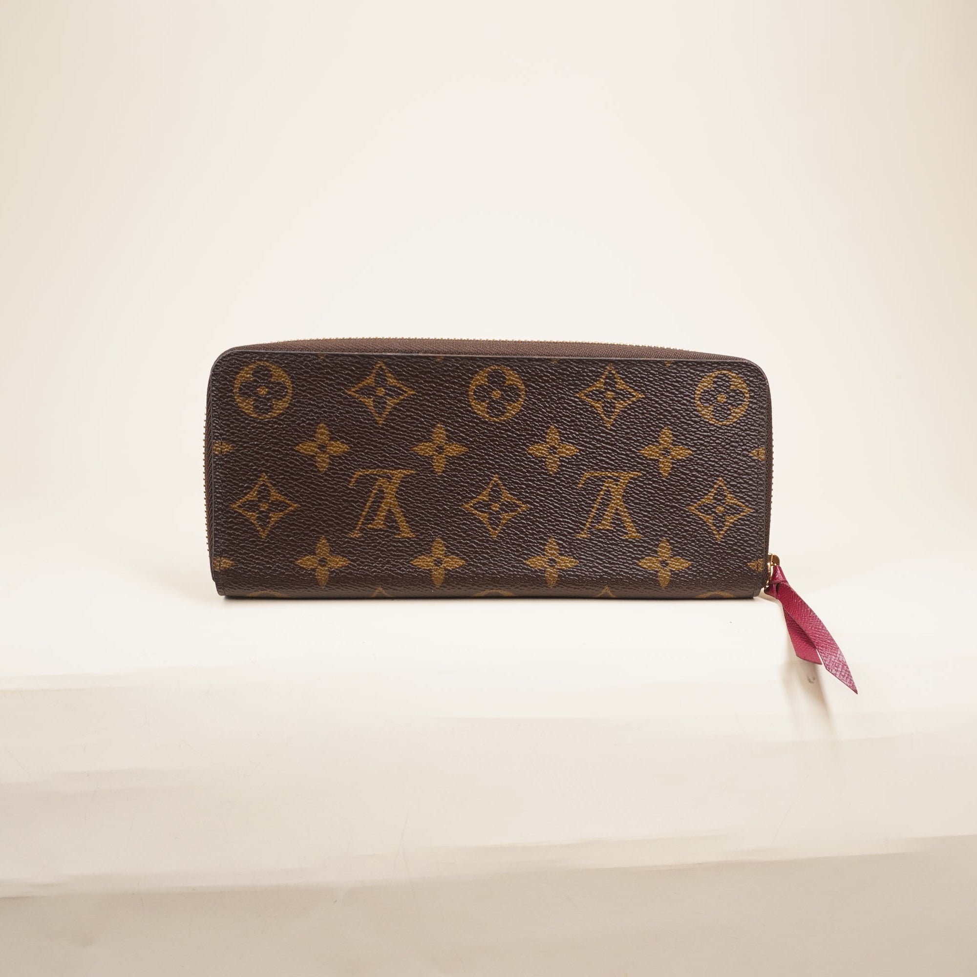 PRE-OWNED LV Monogram Clemence Canvas Wallet Fuchsia