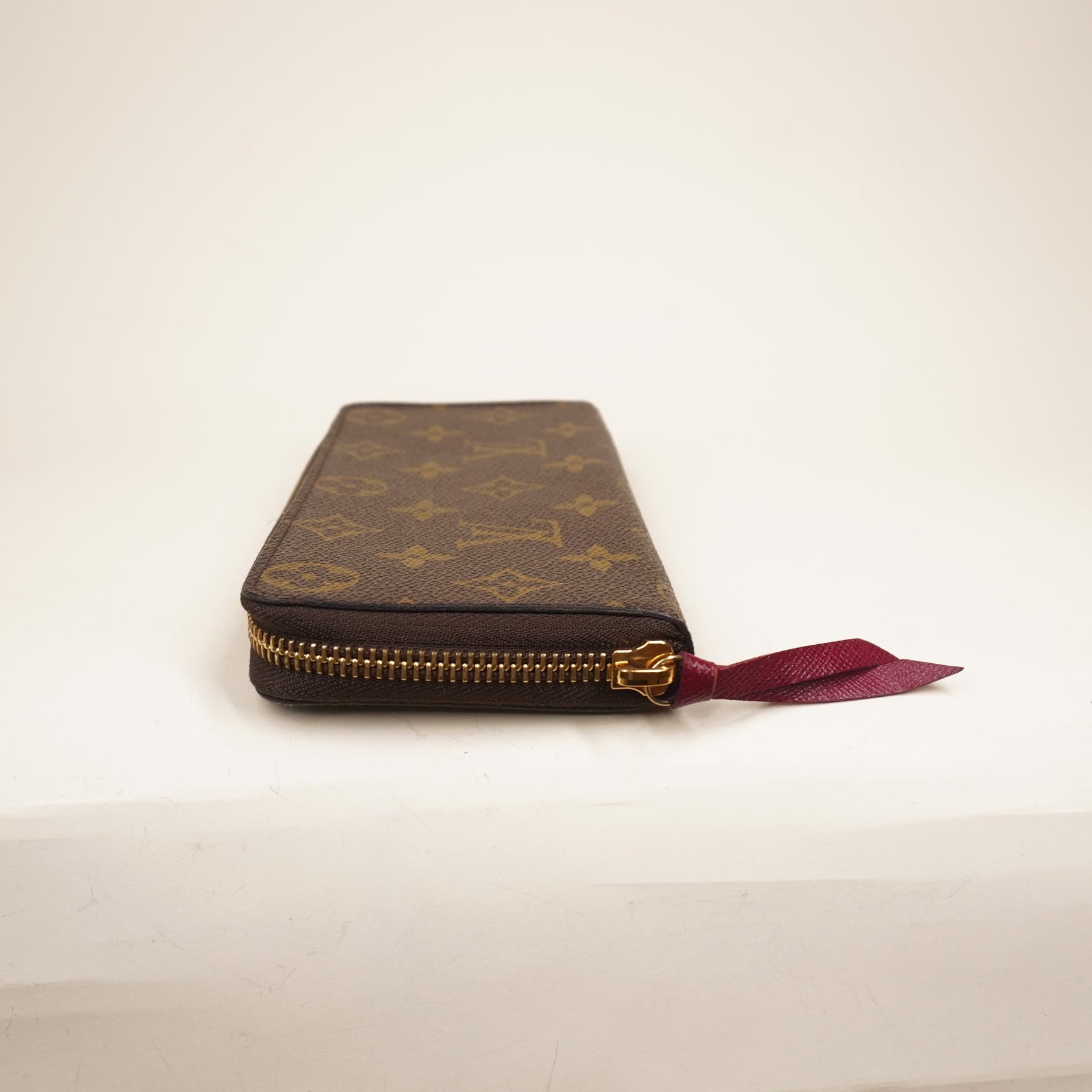 PRE-OWNED LV Monogram Clemence Canvas Wallet Fuchsia