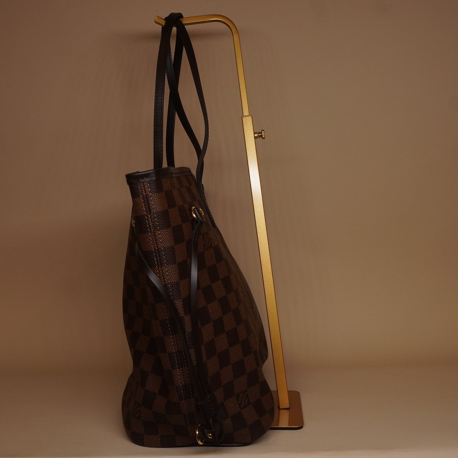 PRE-OWNED LV Damier Ebene Neverfull MM Tote with Pouch