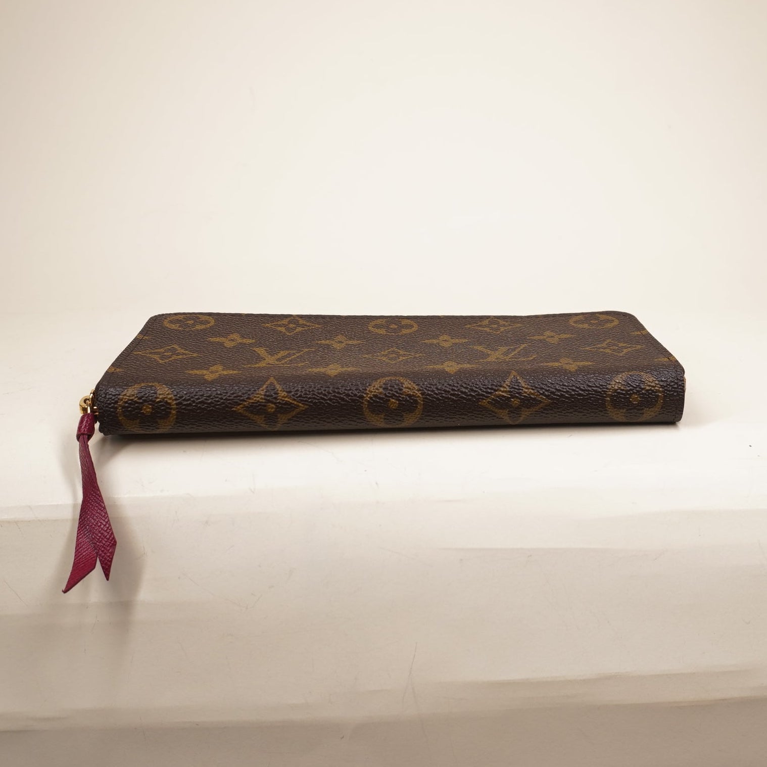 PRE-OWNED LV Monogram Clemence Canvas Wallet Fuchsia