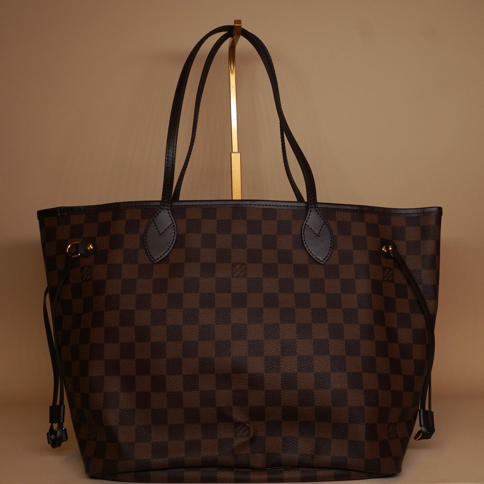 PRE-OWNED LV Damier Ebene Neverfull MM Tote with Pouch