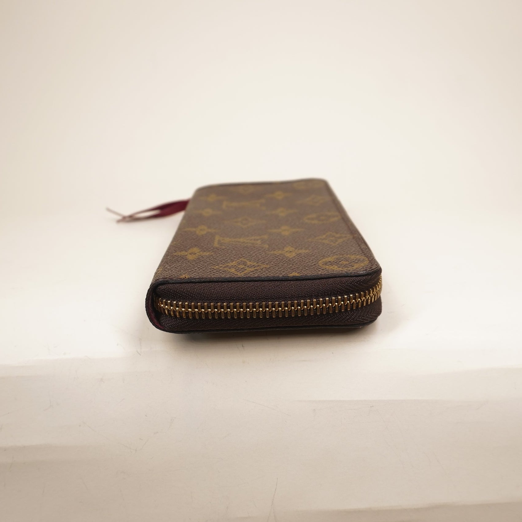 PRE-OWNED LV Monogram Clemence Canvas Wallet Fuchsia