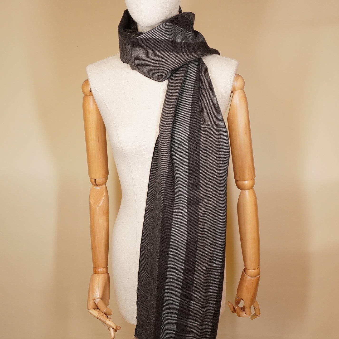 PRE-OWNED GG Striped Scarf Wool 