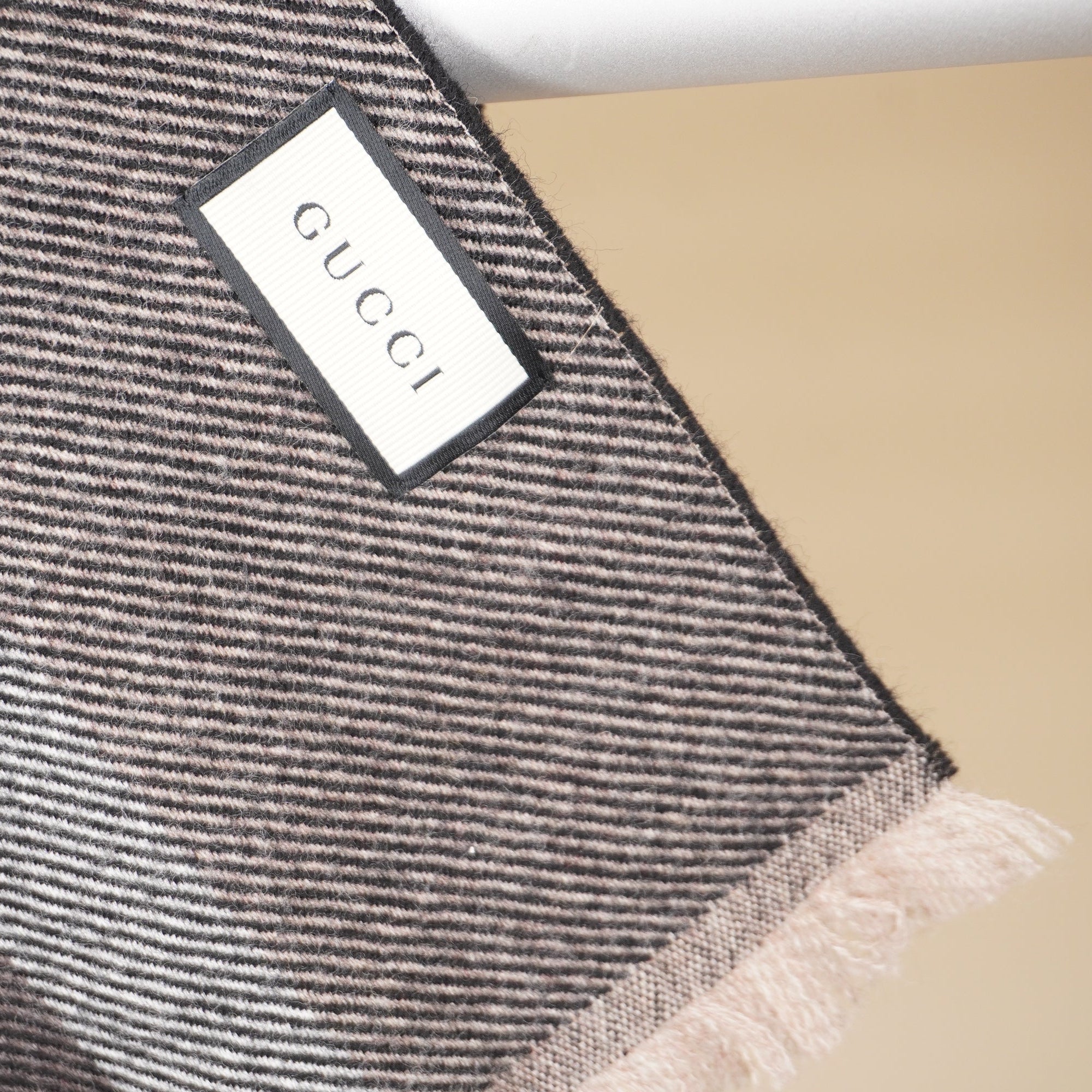PRE-OWNED GG Striped Scarf Wool 