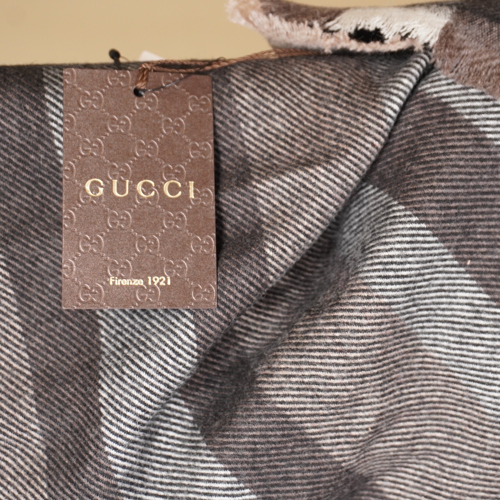 PRE-OWNED GG Striped Scarf Wool 